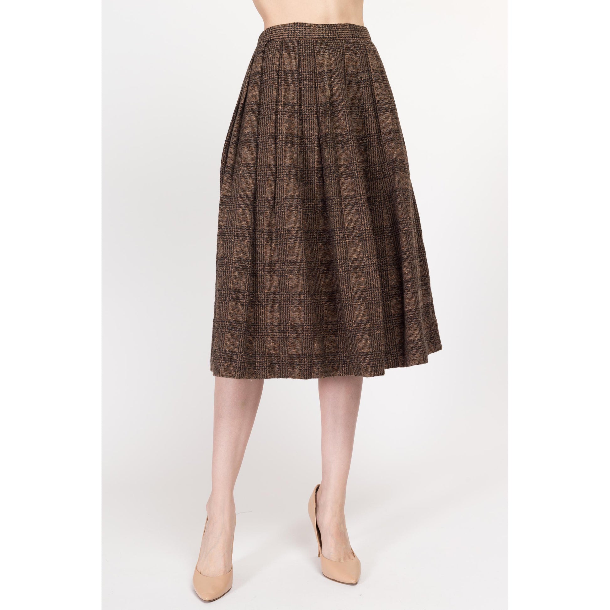 Small 1940s Black & Brown Plaid Skirt Suit Set | Vintage 40s 50s Matching Two Piece Wool Cropped Blazer Outfit