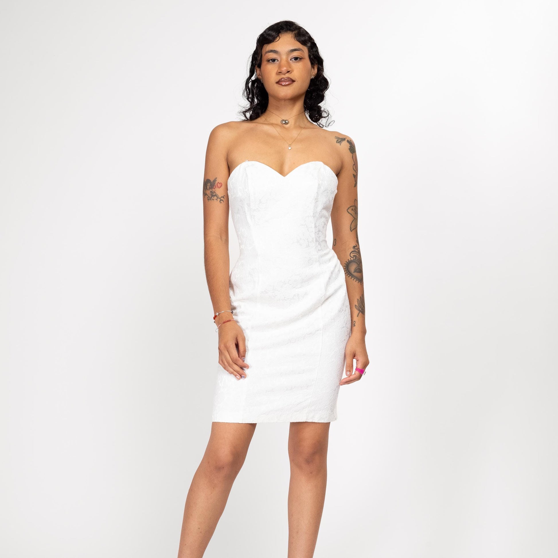 Medium 80s White Jacquard Strapless Mini Dress Flying Apple Vintage Medium 80s White Jacquard Strapless Mini Dress Flying Apple Vintage