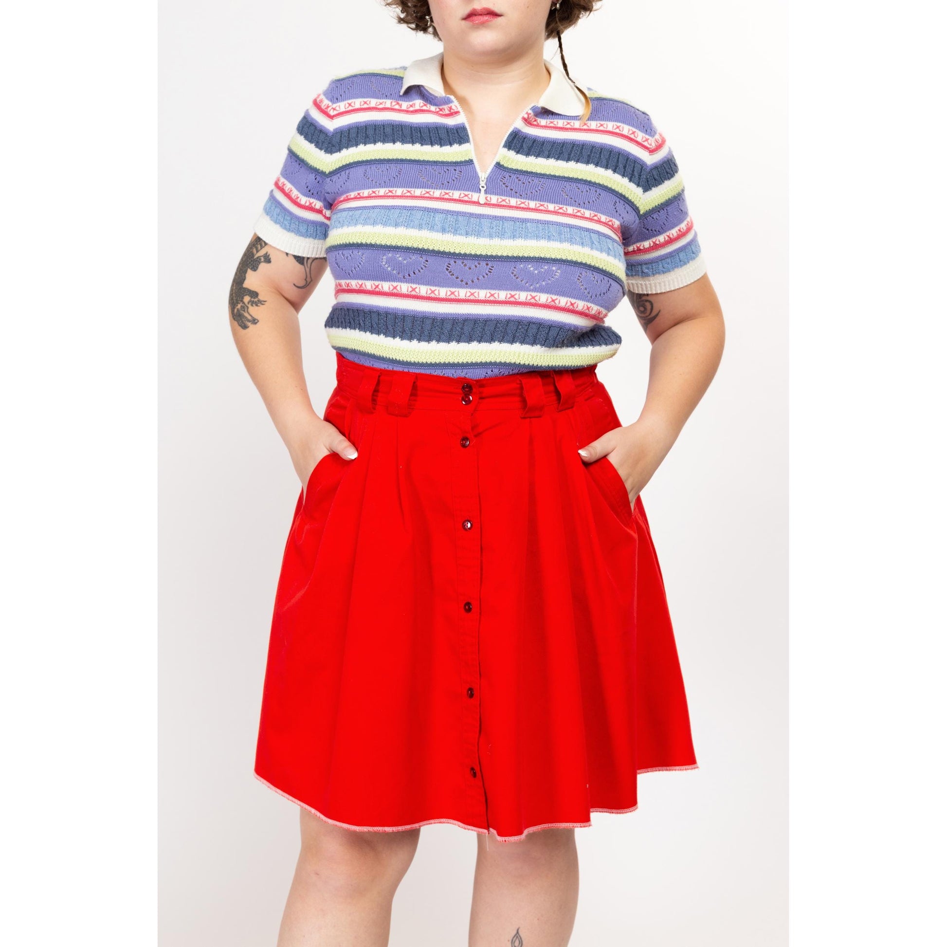 Red Plaid Skirt Red Skater Skirt Xxl HDE Plus Size Plaid Skirt