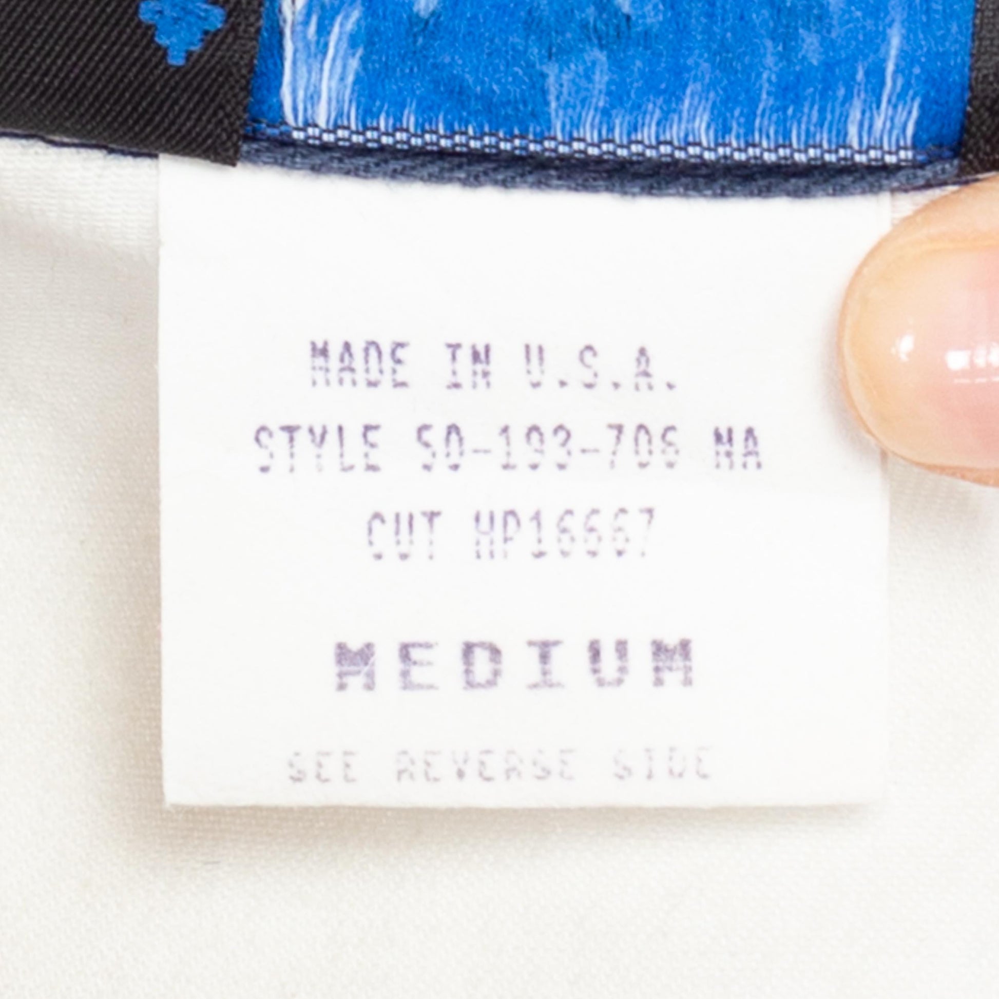 Medium 90s Roper Southwestern Concho Shirt | Vintage White Blue Western Print Long Sleeve Button Up Top