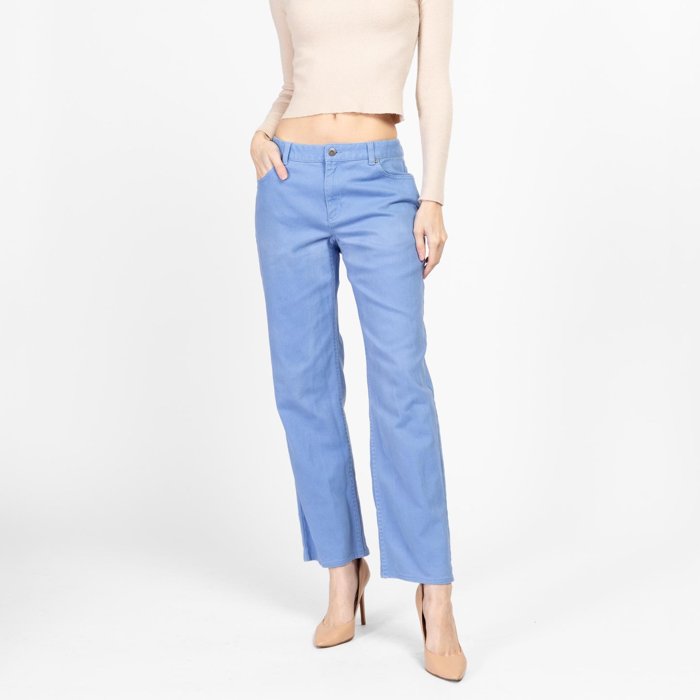 Small 90s Liz Claiborne Periwinkle Mid Rise Soft Jeans | Vintage Blue Denim Straight Leg Pants