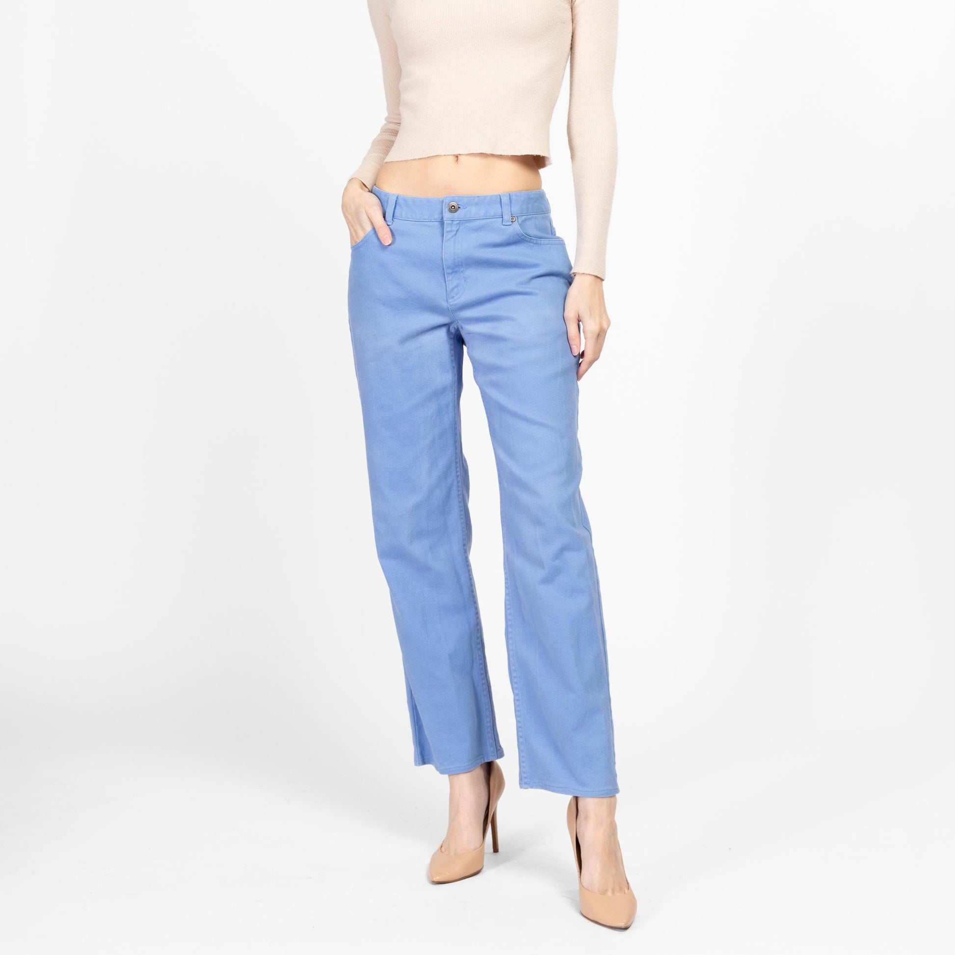 Small 90s Liz Claiborne Periwinkle Mid Rise Soft Jeans | Vintage Blue Denim Straight Leg Pants