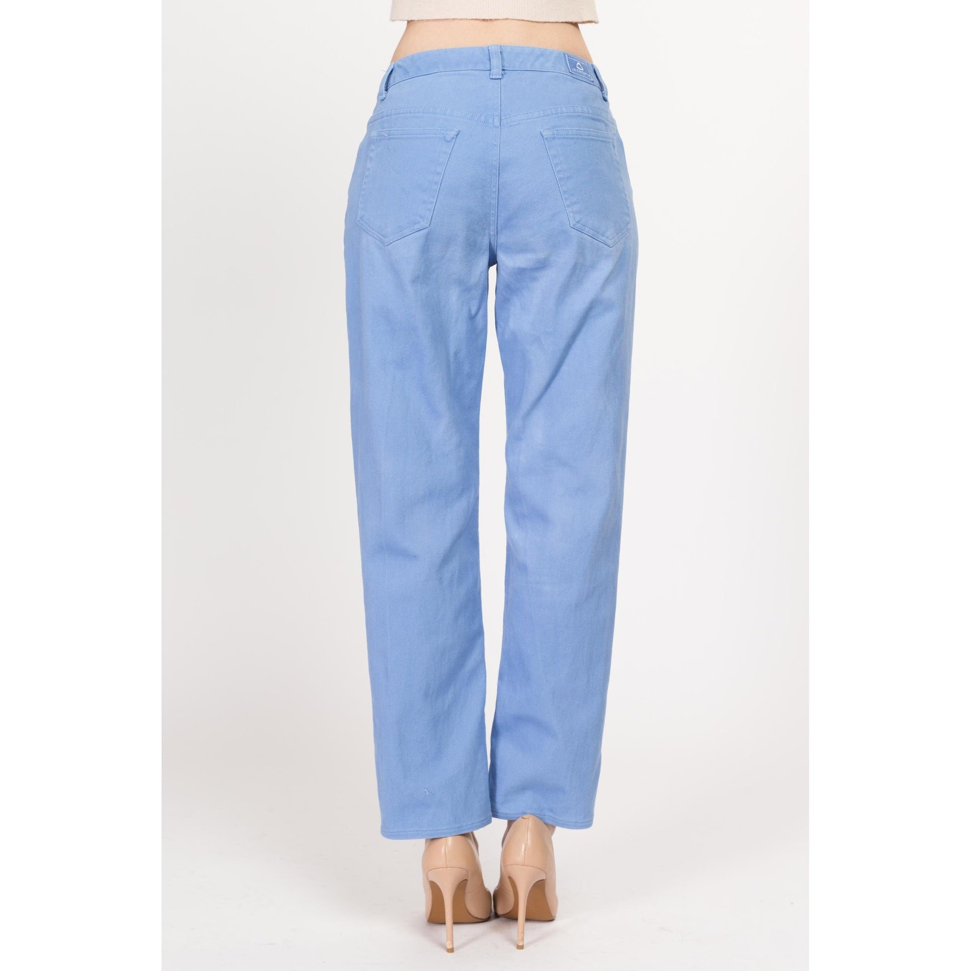 Small 90s Liz Claiborne Periwinkle Mid Rise Soft Jeans | Vintage Blue Denim Straight Leg Pants