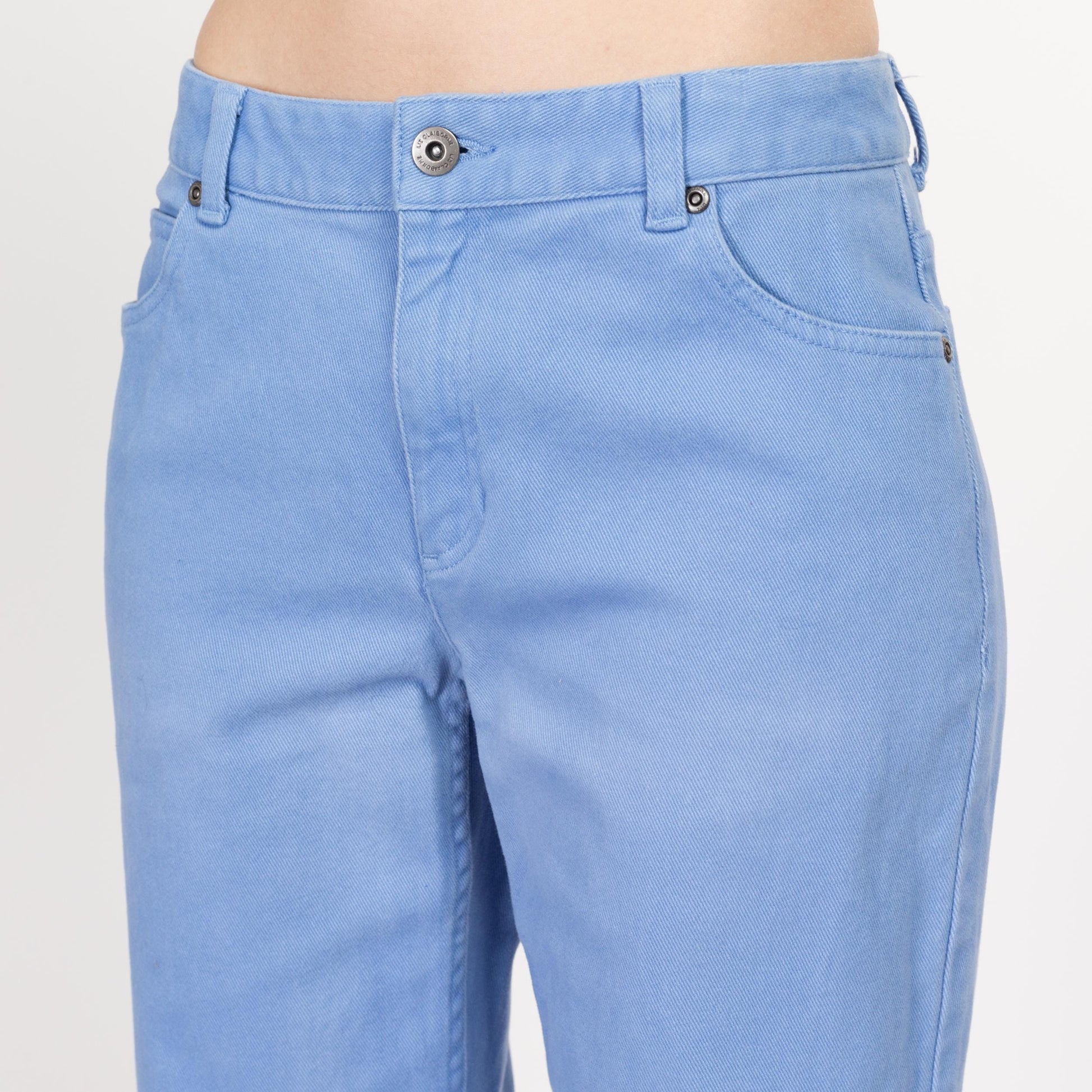 Small 90s Liz Claiborne Periwinkle Mid Rise Soft Jeans | Vintage Blue Denim Straight Leg Pants