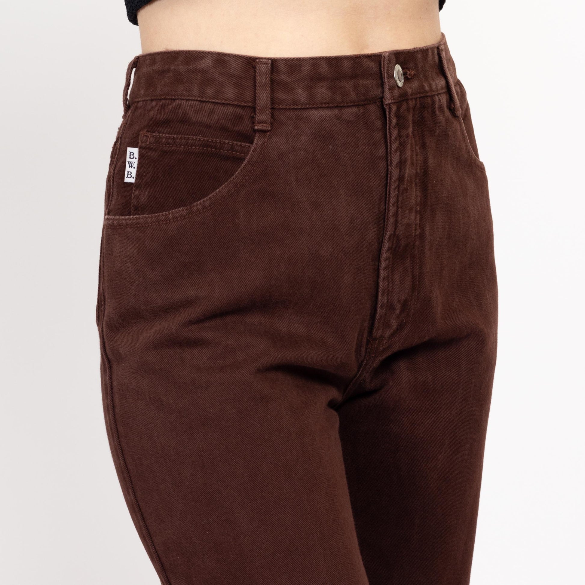 Small 80s Chocolate Brown High Waisted Jeans 27" | Vintage Denim Tapered Leg Mom Jeans