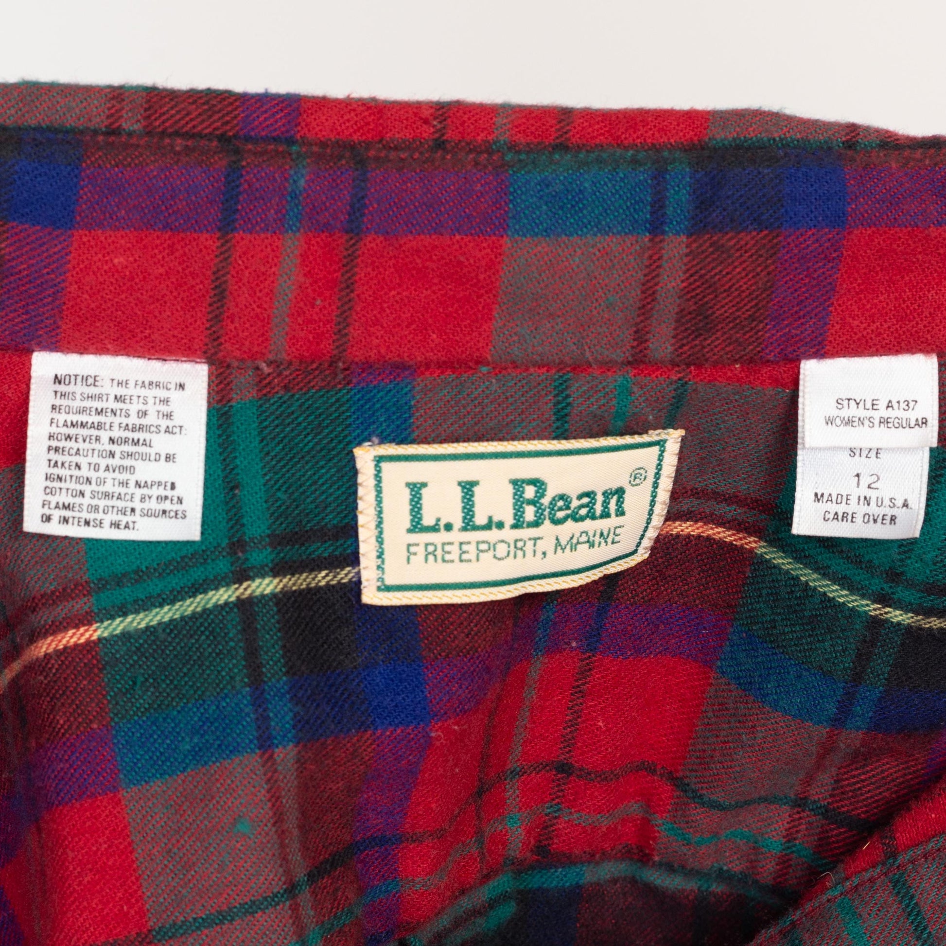 Medium 90s L.L. Bean Red & Green Flannel Skirt Set | Vintage Soft Cotton Blouse Maxi Skirt Matching Two Piece Outfit