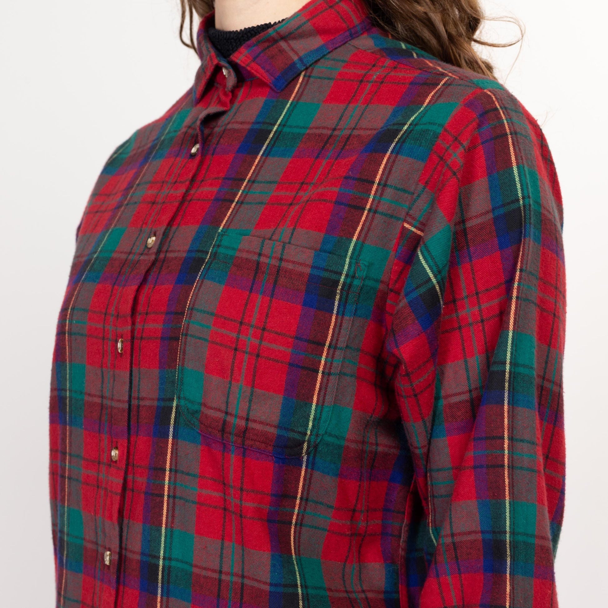 Medium 90s L.L. Bean Red & Green Flannel Skirt Set | Vintage Soft Cotton Blouse Maxi Skirt Matching Two Piece Outfit