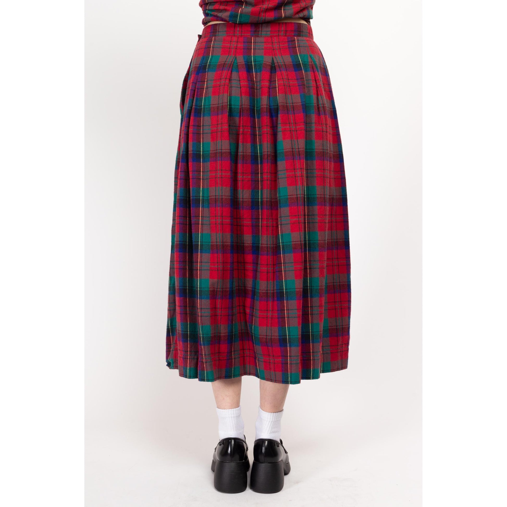 Medium 90s L.L. Bean Red & Green Flannel Skirt Set | Vintage Soft Cotton Blouse Maxi Skirt Matching Two Piece Outfit
