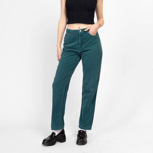 Medium 80s Dark Teal High Waisted Jeans 29" | Vintage Soft Denim Tapered Leg Mom Jeans