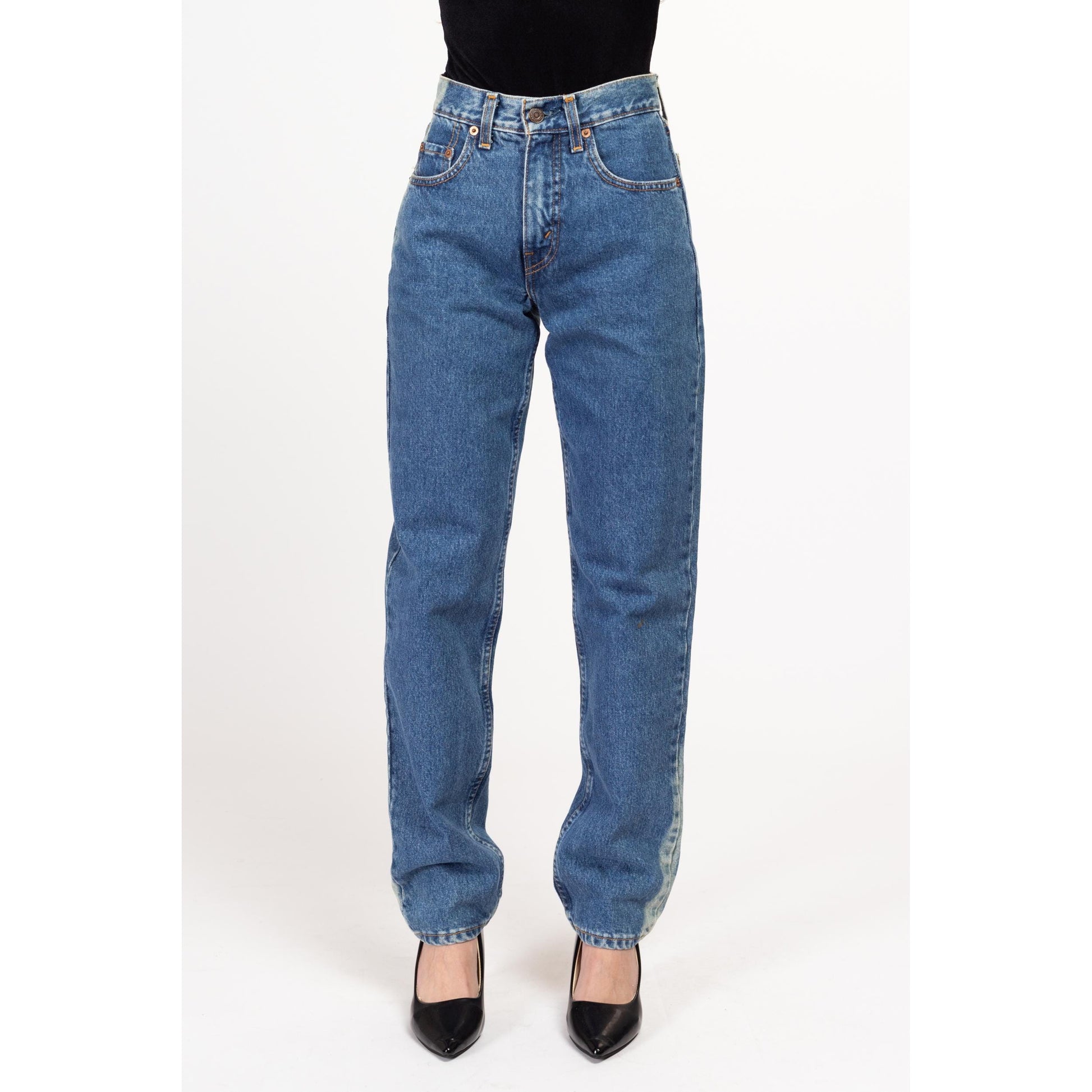 XS 90s Levis Bleached High Waisted Jeans, Deadstock 24" | Vintage Levi's NWT Denim High Waisted Tapered Leg Mom Jeans