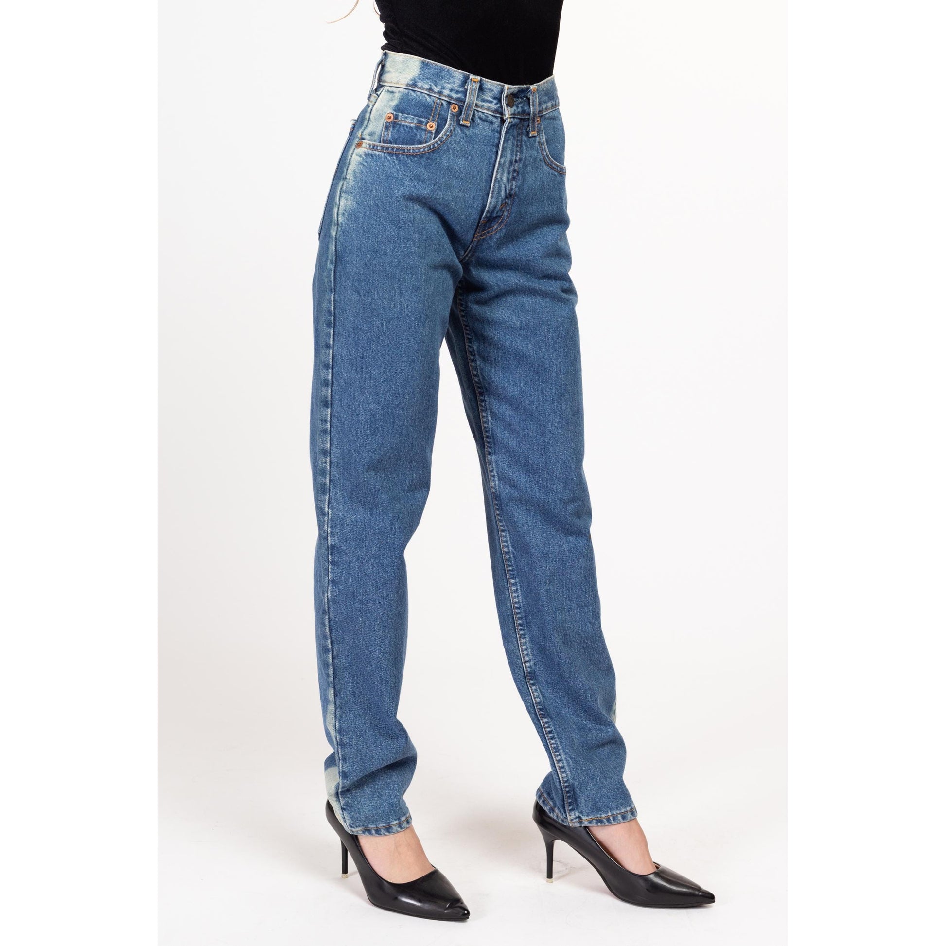 XS 90s Levis Bleached High Waisted Jeans, Deadstock 24" | Vintage Levi's NWT Denim High Waisted Tapered Leg Mom Jeans
