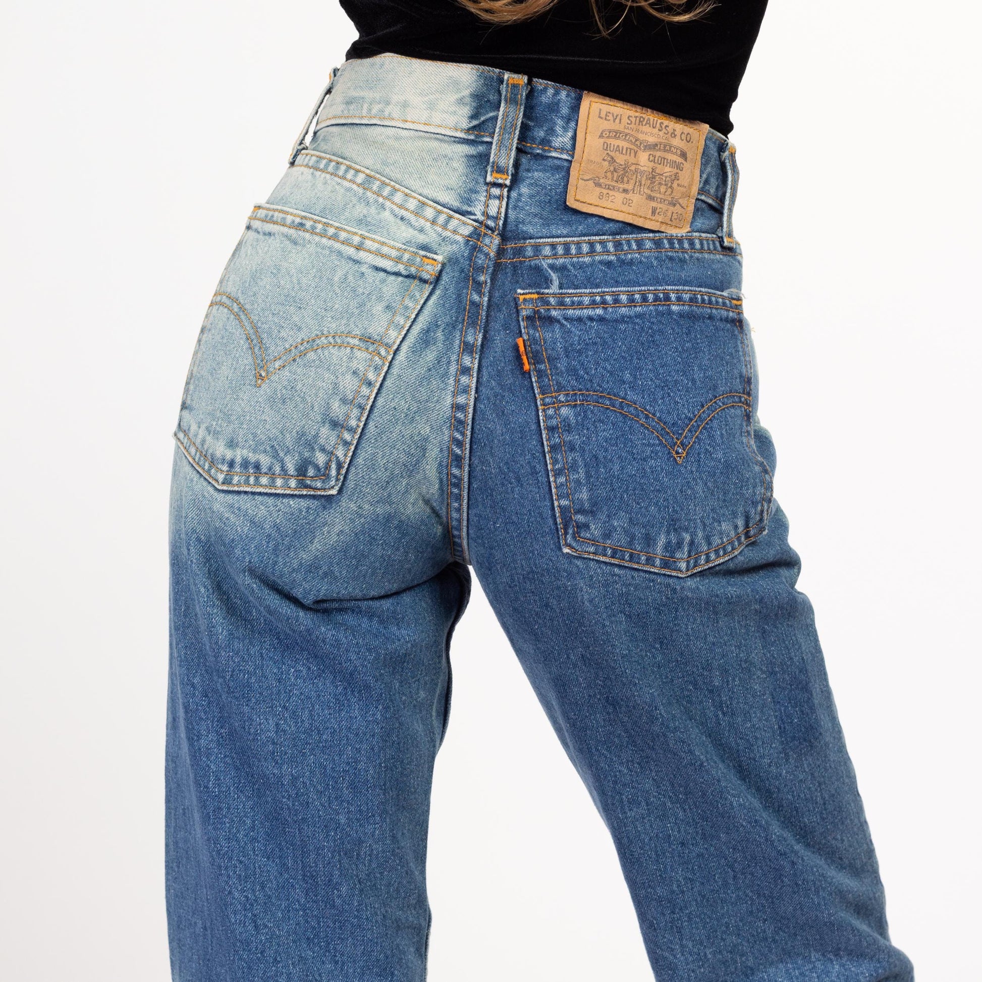 XS 90s Levis Bleached High Waisted Jeans, Deadstock 24" | Vintage Levi's NWT Denim High Waisted Tapered Leg Mom Jeans