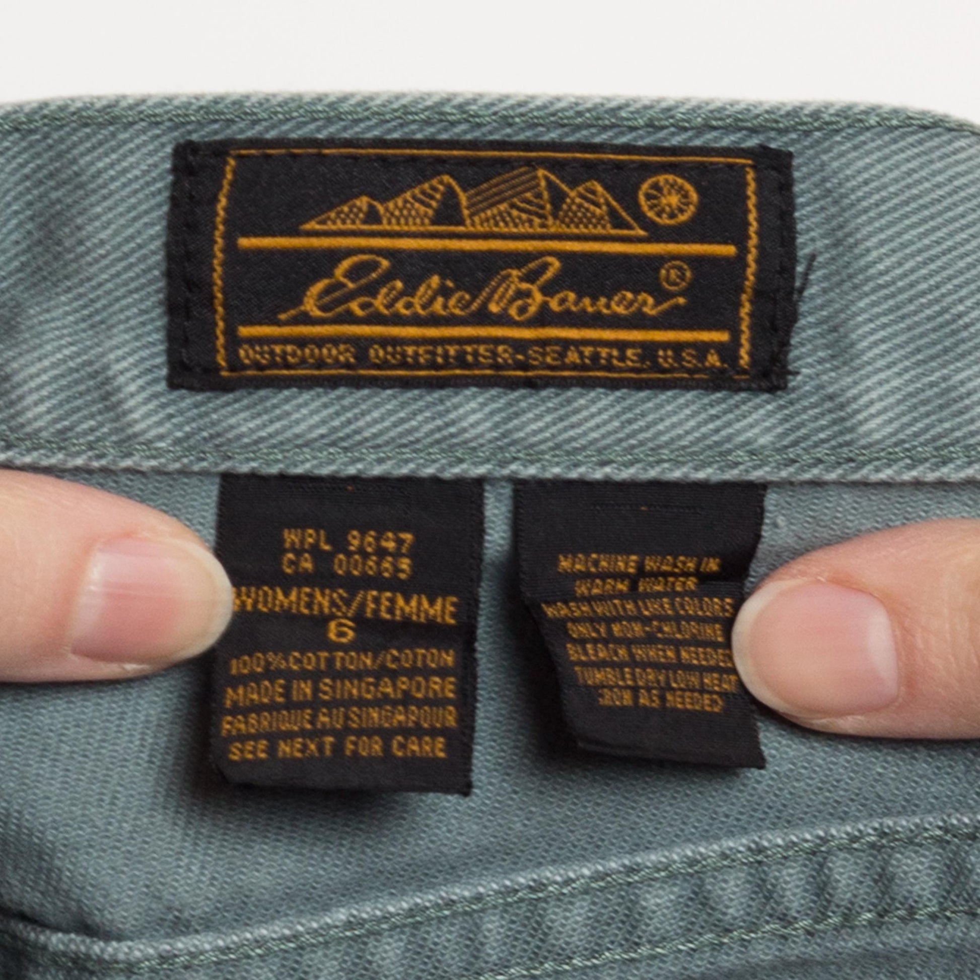 Small 90s Eddie Bauer Sage Green High Waisted Jeans 26.5" | Vintage Denim Tapered Leg Mom Jeans