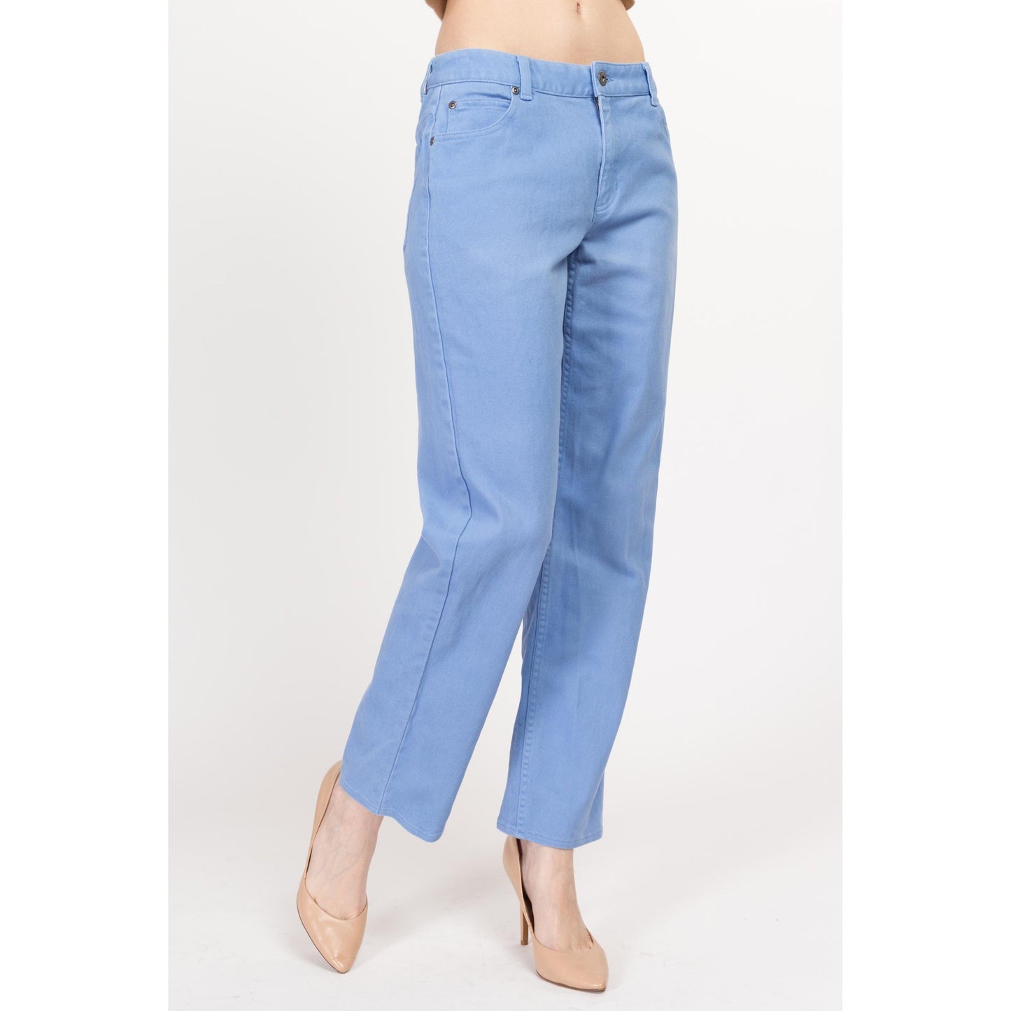 Small 90s Liz Claiborne Periwinkle Mid Rise Soft Jeans | Vintage Blue Denim Straight Leg Pants