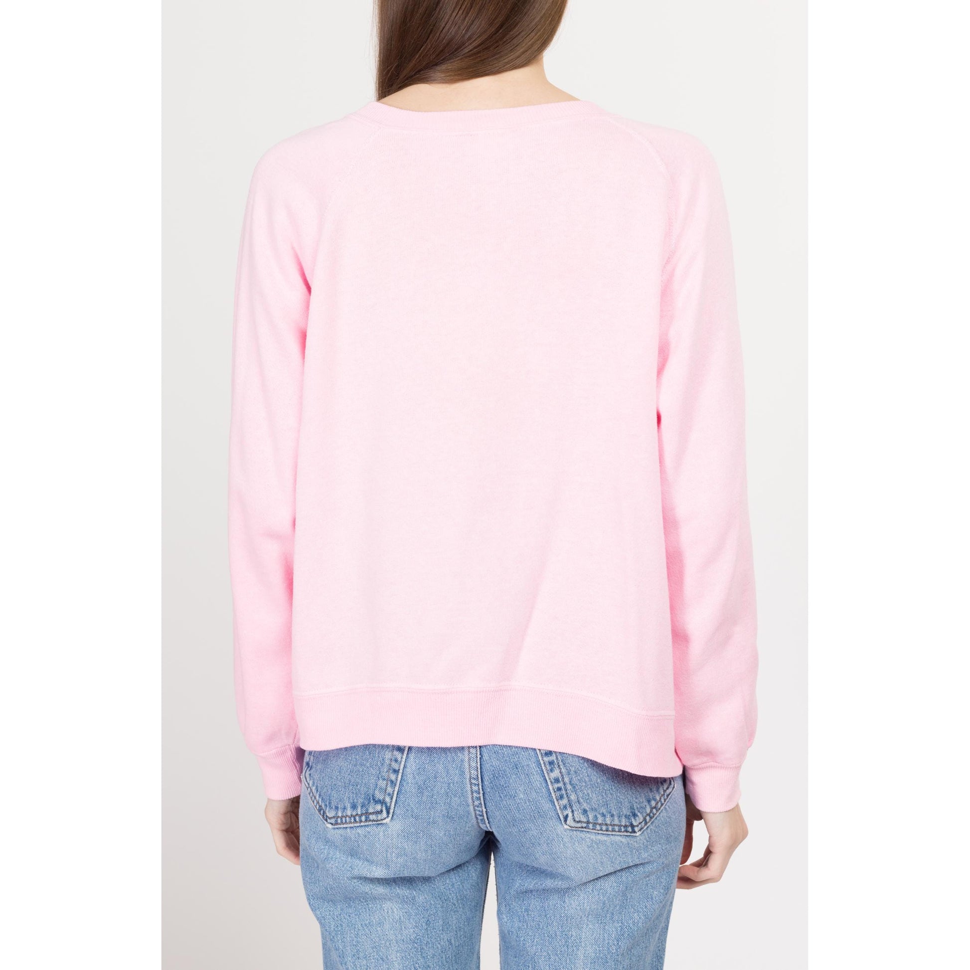 Large 90s Pink Owl Sweatshirt | Vintage Cute Animal Bird Graphic Raglan Sleeve Pullover