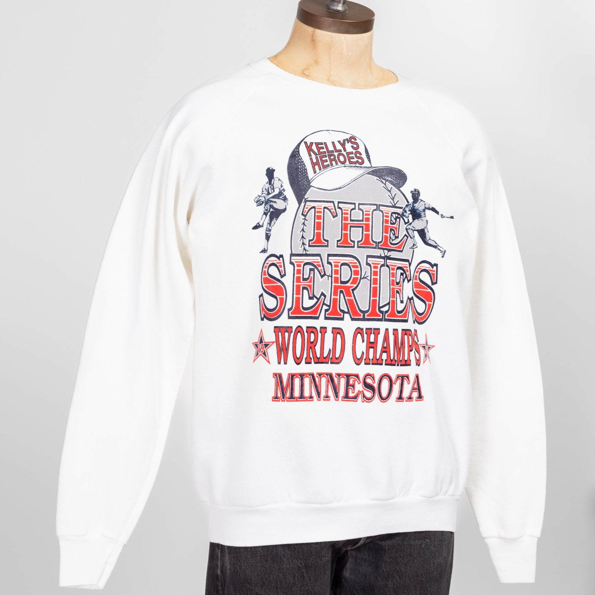 XL 90s Minnesota Twins World Champs Sweatshirt | Vintage MLB Baseball Raglan Sleeve Crewneck Pullover Sweater