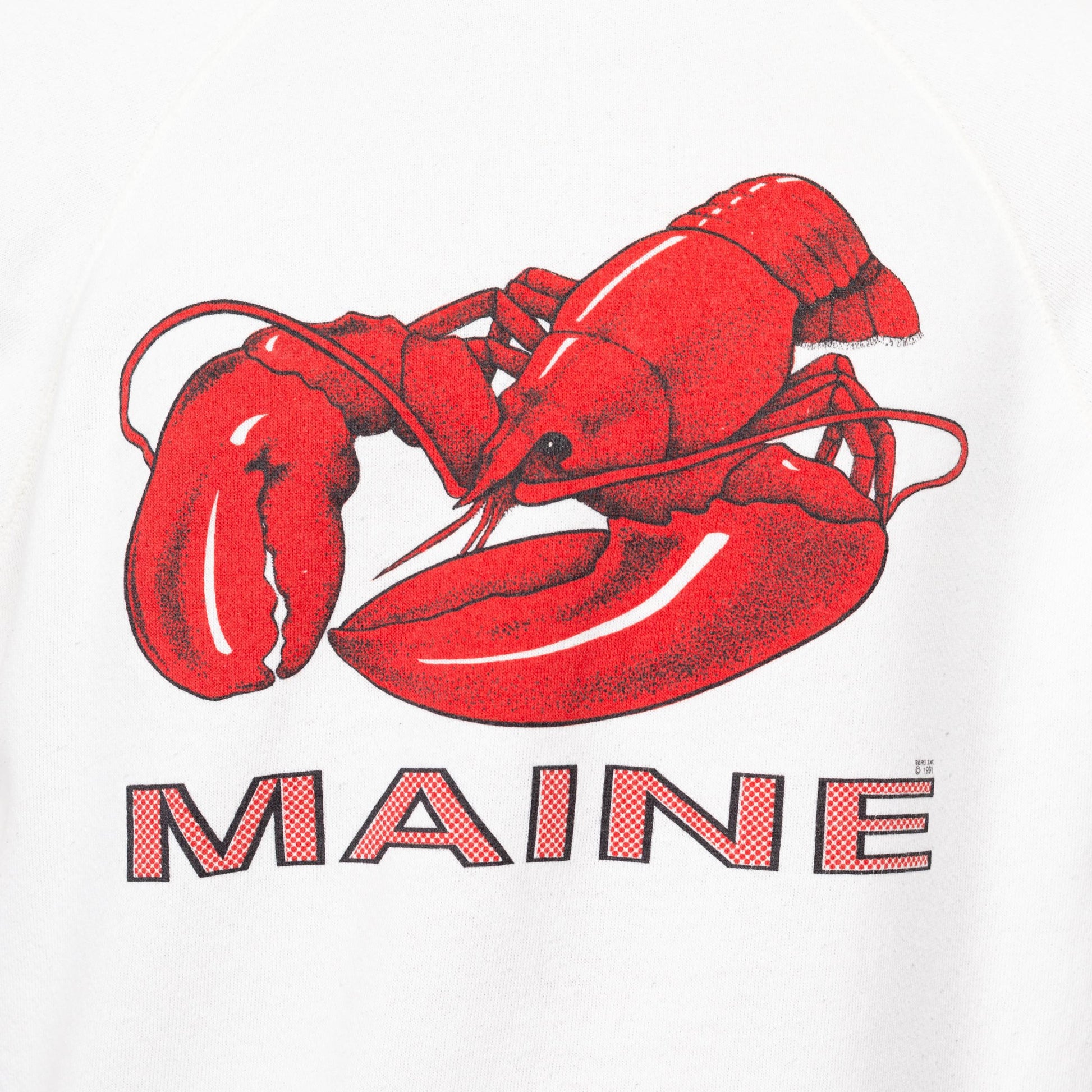XL 90s Maine Lobster Sweatshirt | Vintage White Raglan Sleeve Graphic Crewneck Sweater