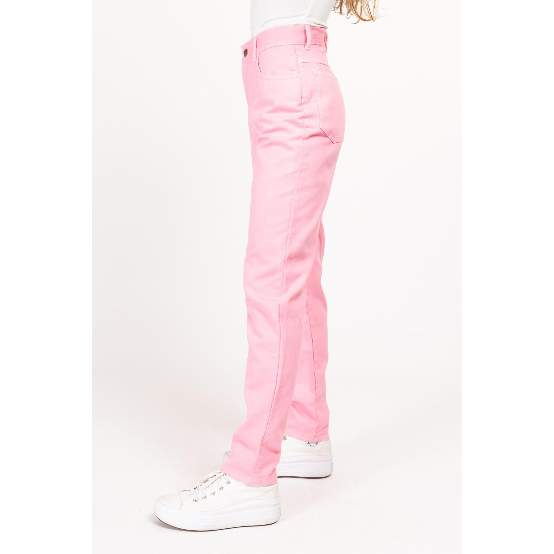 XS 90s Bubblegum Pink High Waisted Jeans 24" | Vintage Pastel Colorful Denim Tapered Leg Mom Jeans