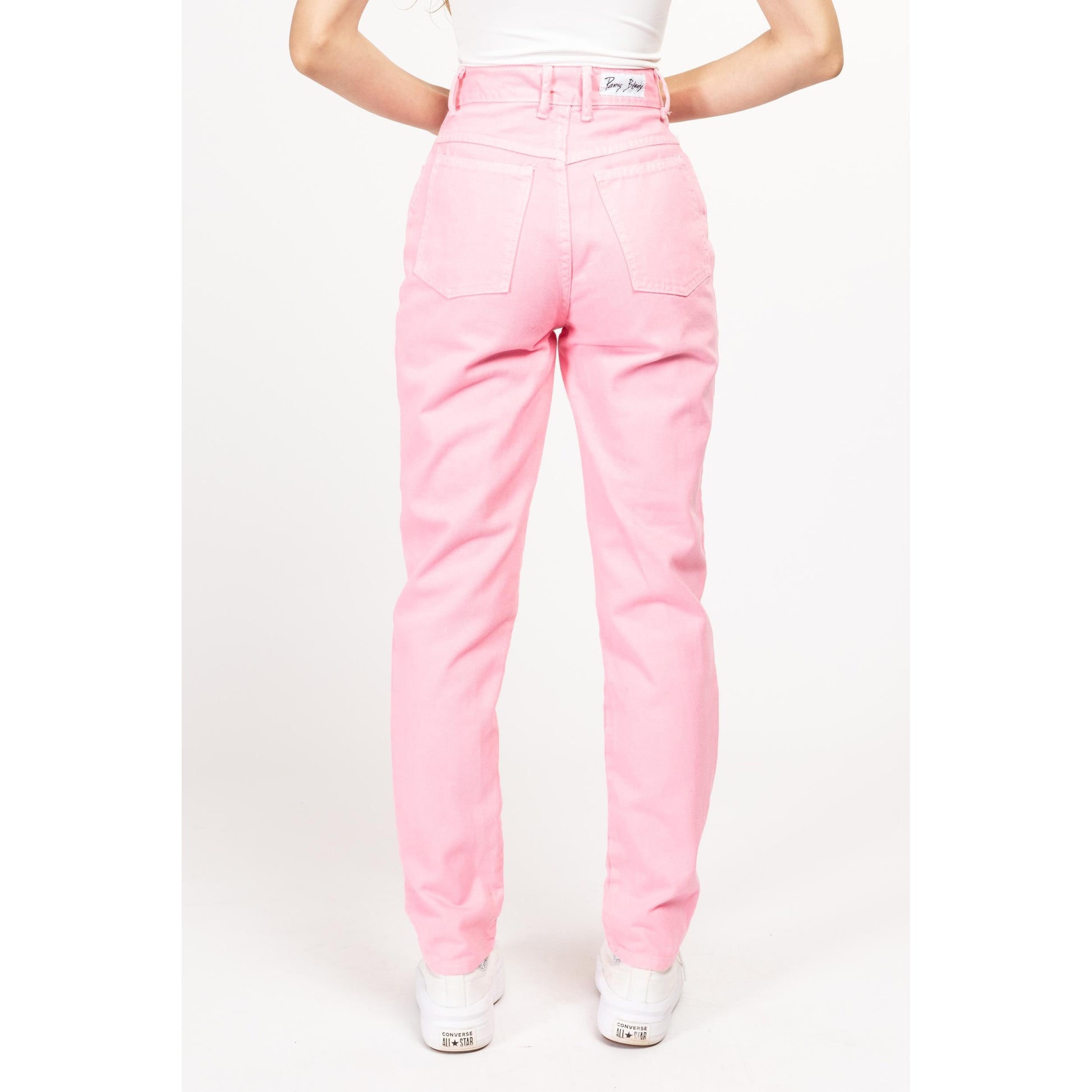 XS 90s Bubblegum Pink High Waisted Jeans 24" | Vintage Pastel Colorful Denim Tapered Leg Mom Jeans