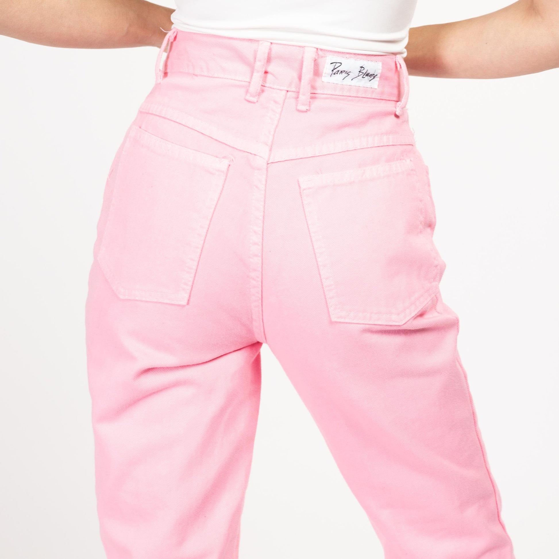 XS 90s Bubblegum Pink High Waisted Jeans 24" | Vintage Pastel Colorful Denim Tapered Leg Mom Jeans