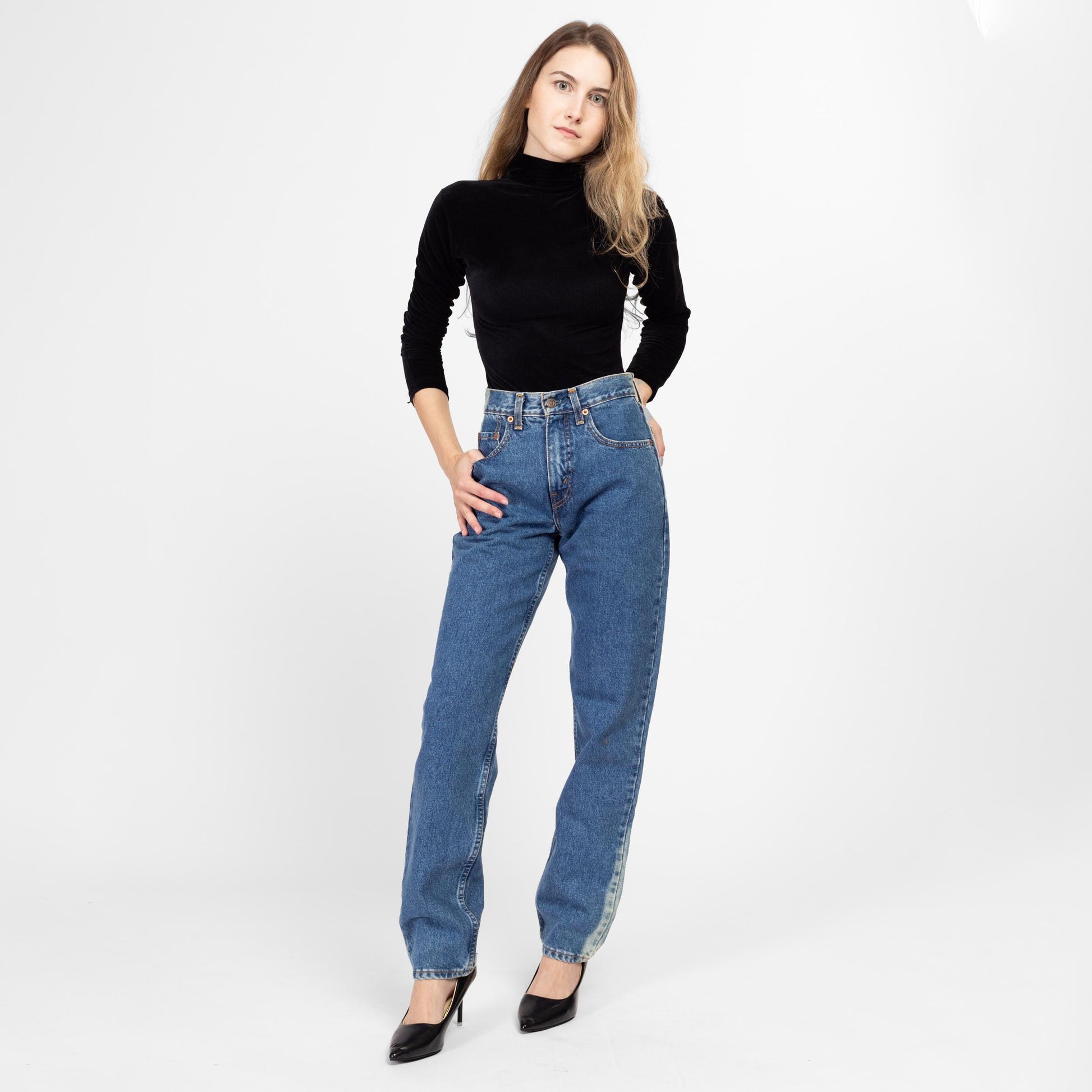 XS 90s Levis Bleached High Waisted Jeans, Deadstock 24" | Vintage Levi's NWT Denim High Waisted Tapered Leg Mom Jeans