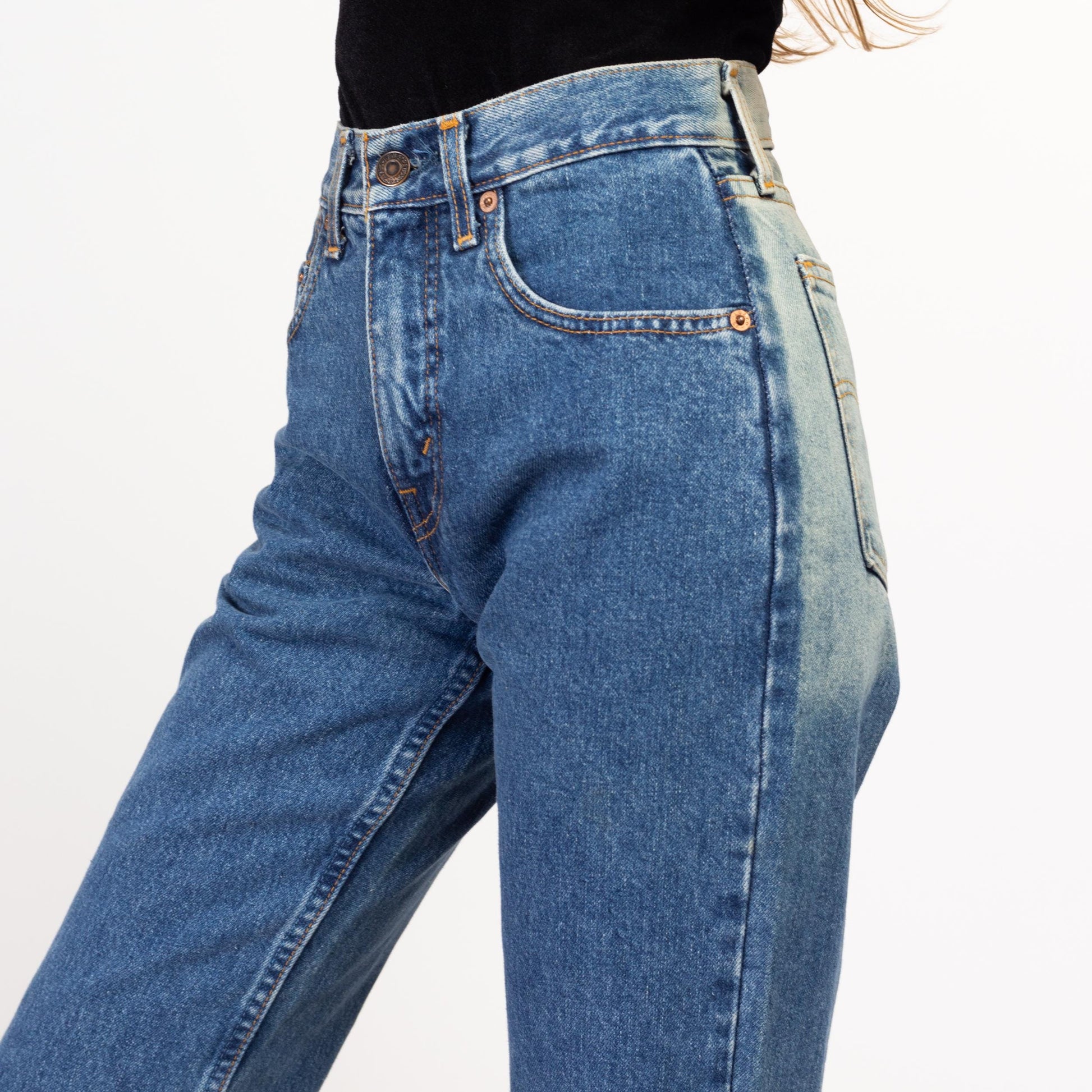XS 90s Levis Bleached High Waisted Jeans, Deadstock 24" | Vintage Levi's NWT Denim High Waisted Tapered Leg Mom Jeans