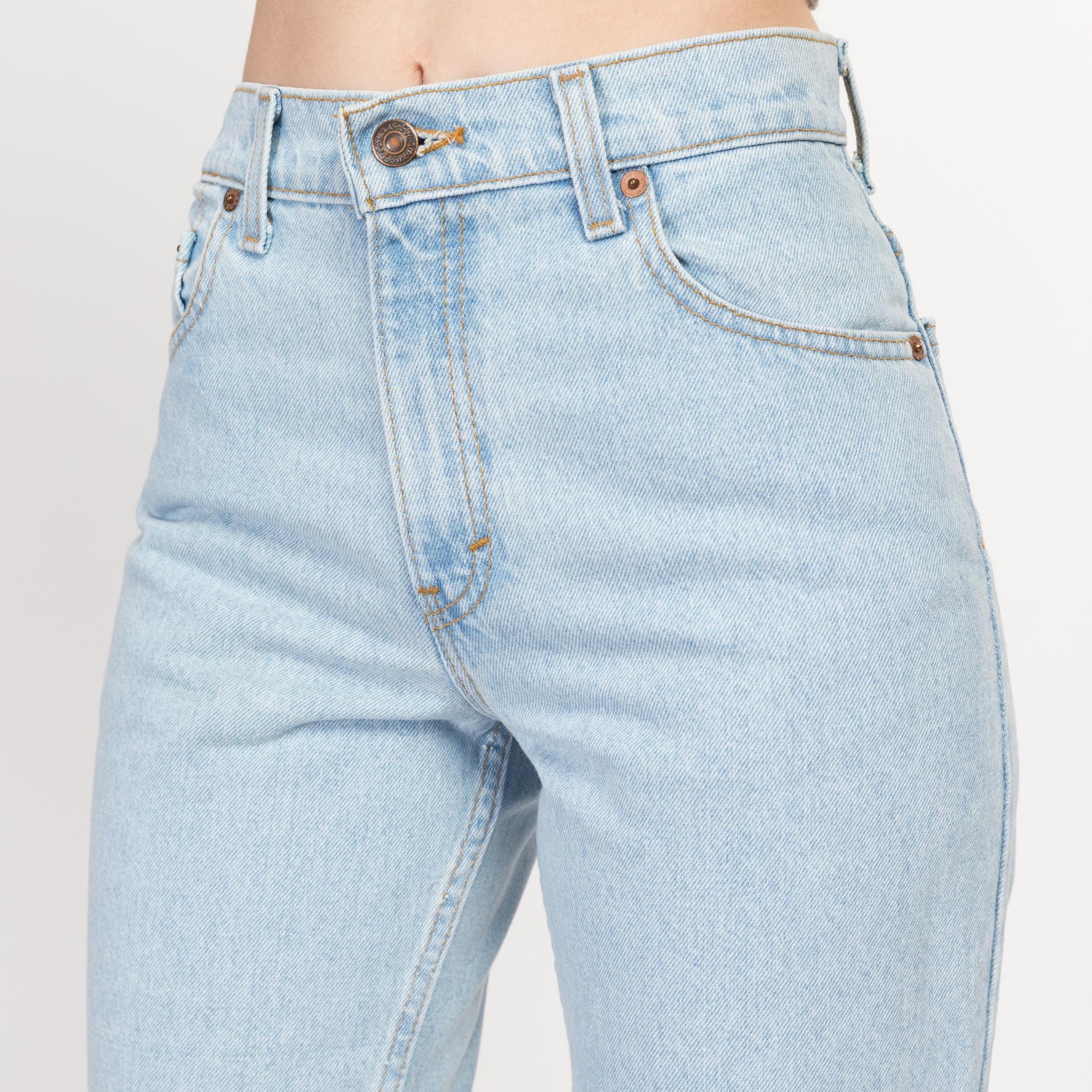 XS 90s Levis 551 High Waisted Mom Jeans 26" | Vintage Levi's Light Wash Denim Relaxed Fit Tapered Leg Jeans