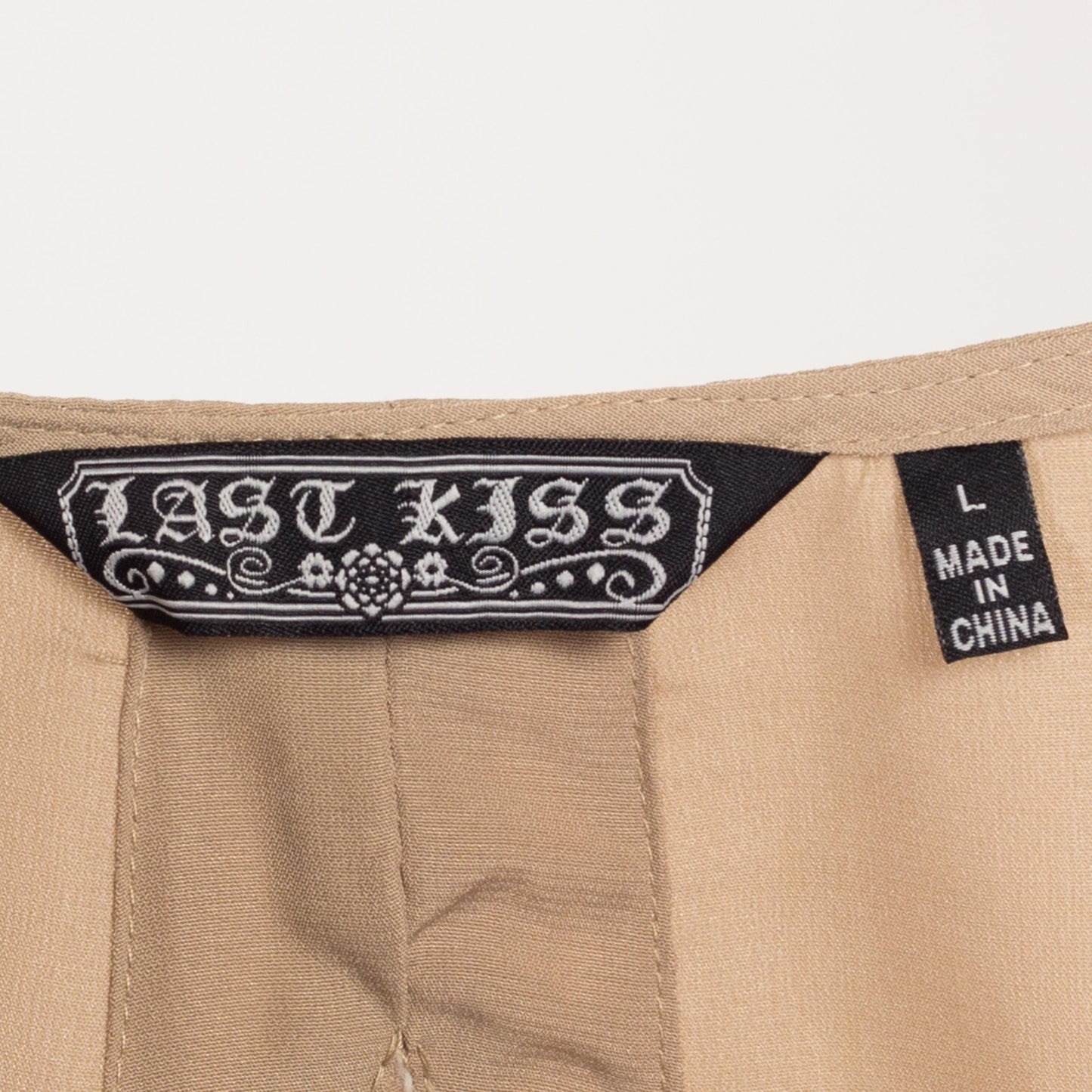 Large Y2K Tan Fringe Back Blazer Top | Vintage Long Sleeve Open Fit Overshirt