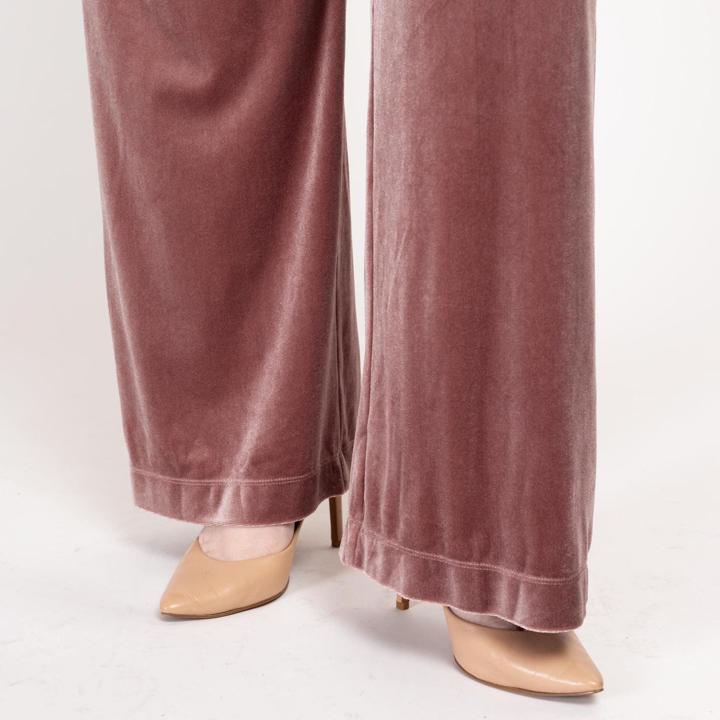 Med-Lrg Max Mara Leisure Dusty Rose Velvet Lounge Pants 26"-32" | Vintage High Waisted Straight Leg Loungewear Trousers