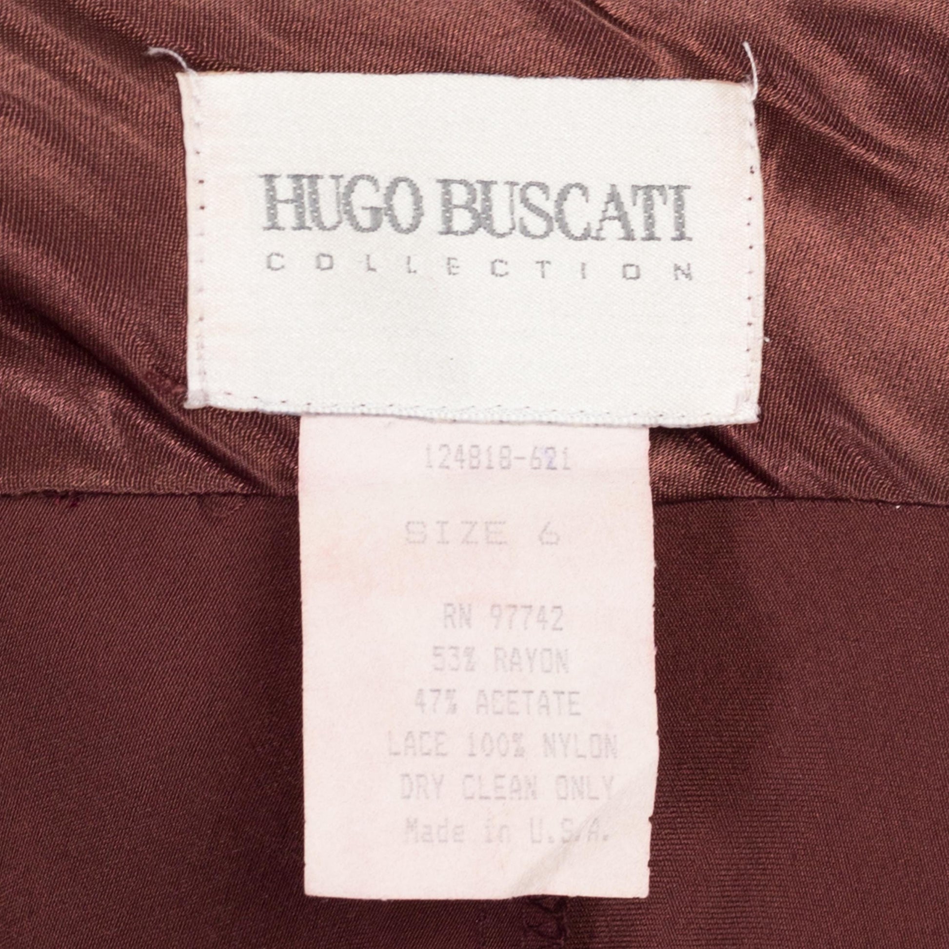 XS-Sm 90s Hugo Buscati Chocolate Brown Satin Bias Cut Slip Dress | Retro Vintage Slinky Lace Trim Low Back Maxi Gown