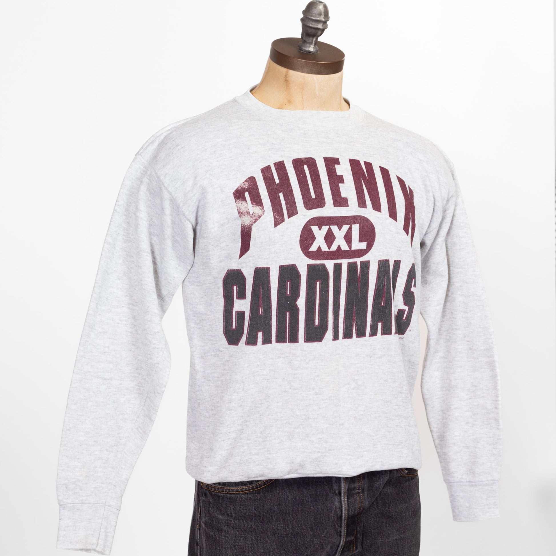 Medium 90s Phoenix Cardinals Sweatshirt | Vintage Heather Grey Logo 7 NFL Football Crewneck Sweater