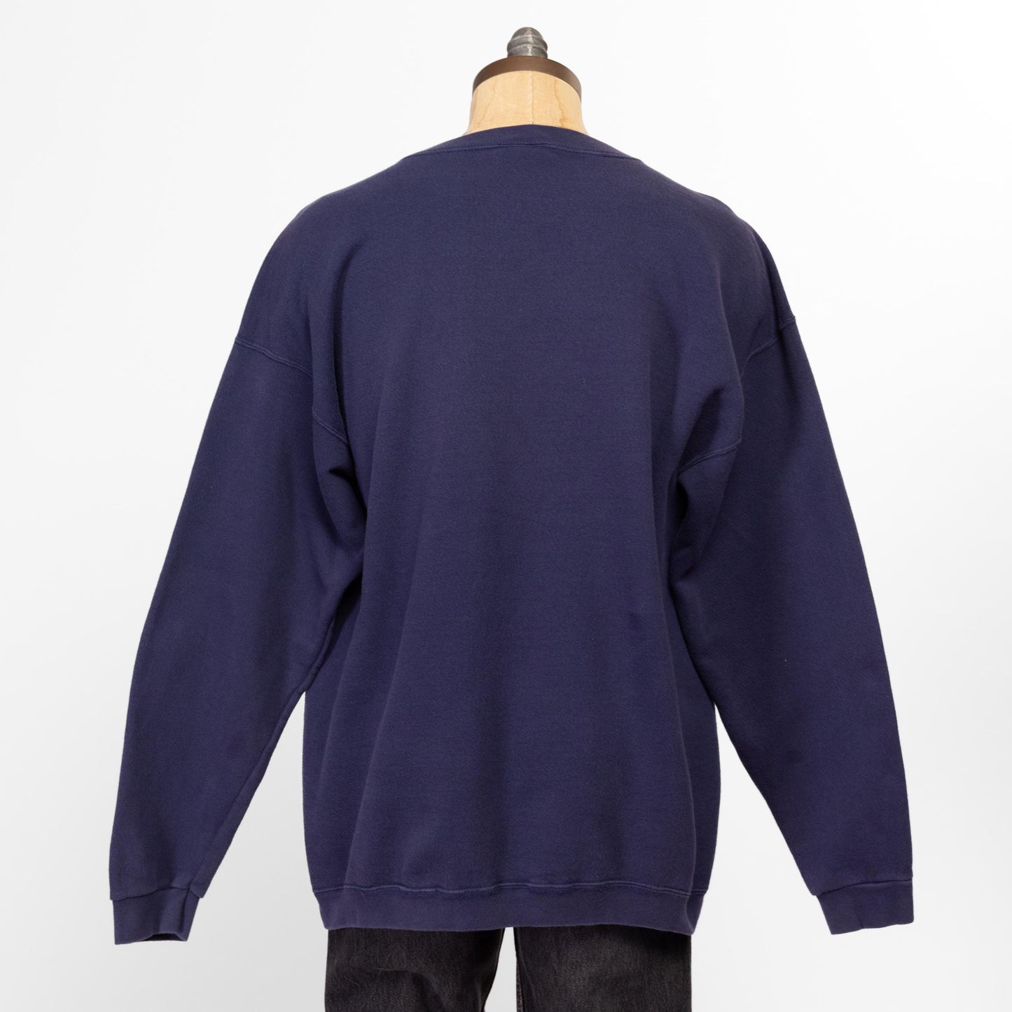 Medium 90s Denver Broncos NFL Starter Sweatshirt | Vintage Navy Blue Football Graphic Crewneck Sweater