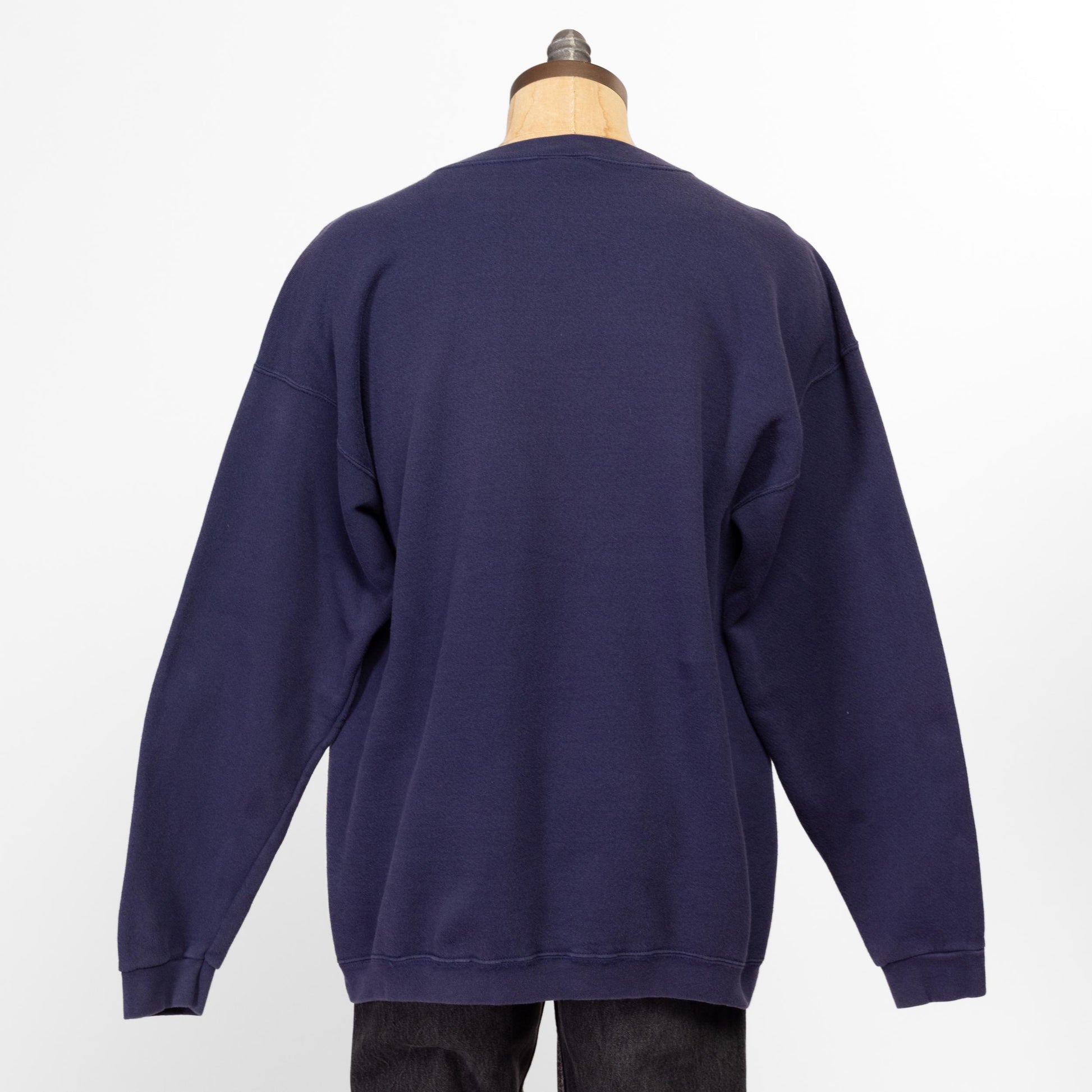 Medium 90s Denver Broncos NFL Starter Sweatshirt | Vintage Navy Blue Football Graphic Crewneck Sweater