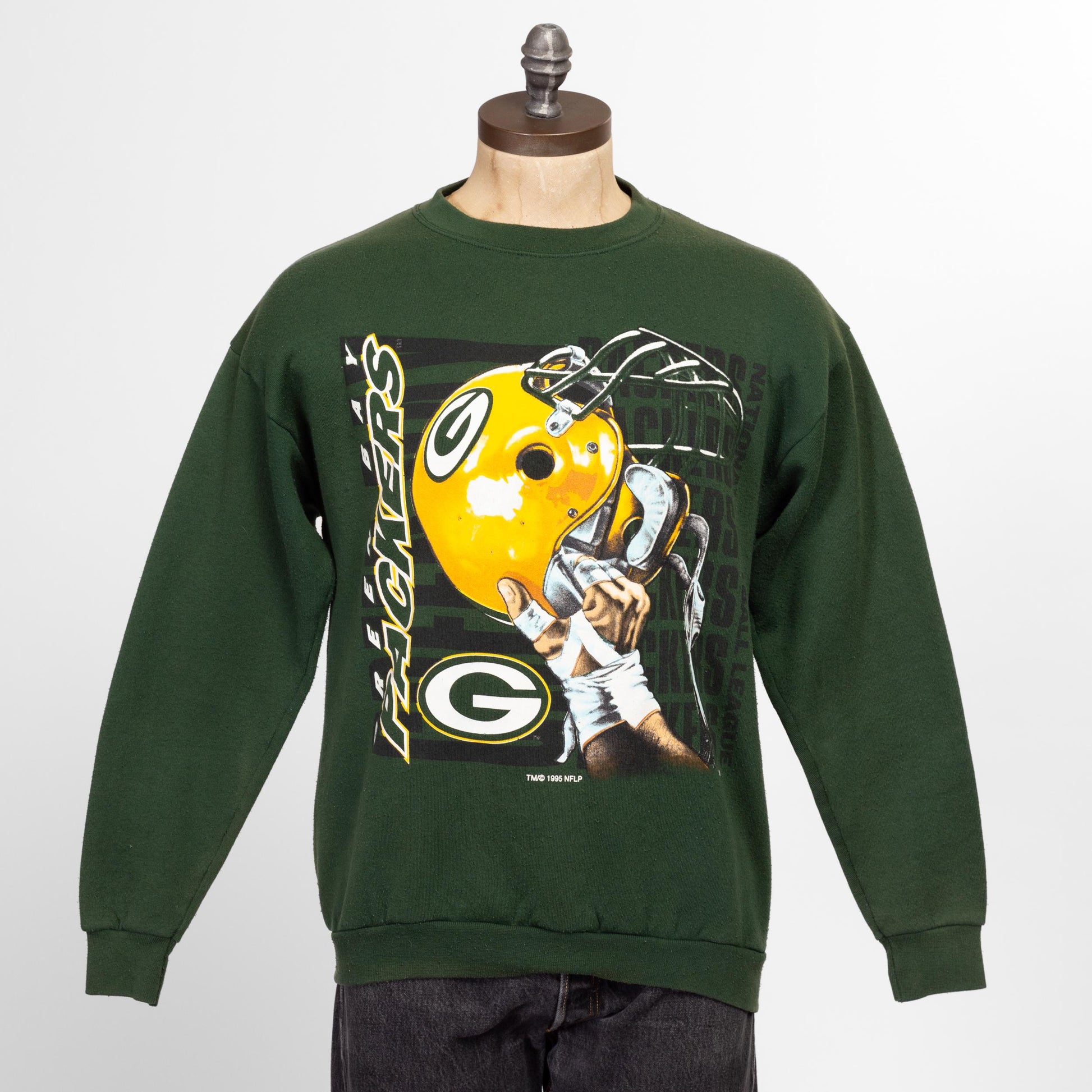 Medium 90s Green Bay Packers Sweatshirt | Vintage NFL Football Logo 7 Graphic Crewneck Pullover Sweater