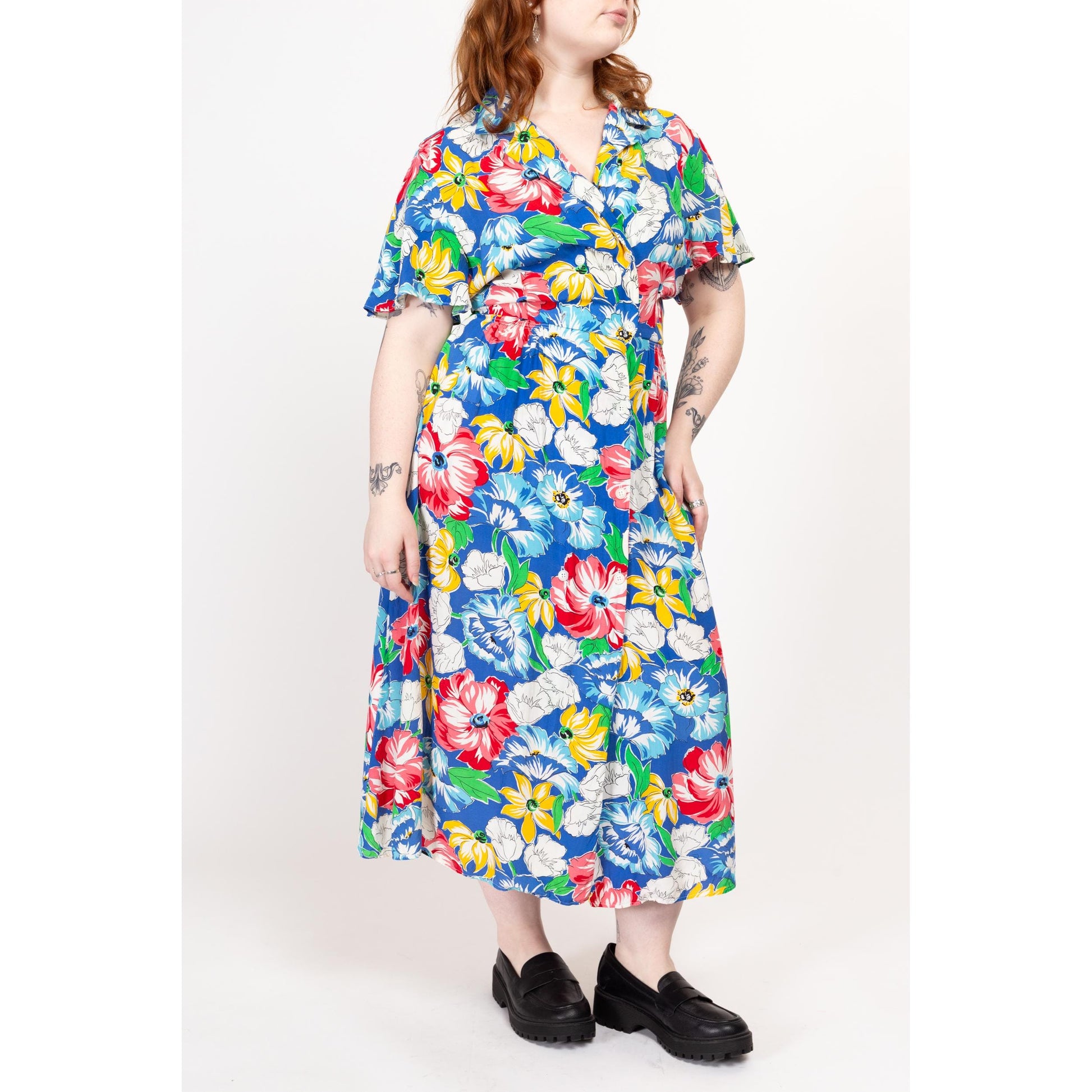 80s maxi dress Vintage 1980s White Floral Print Maxi Dress