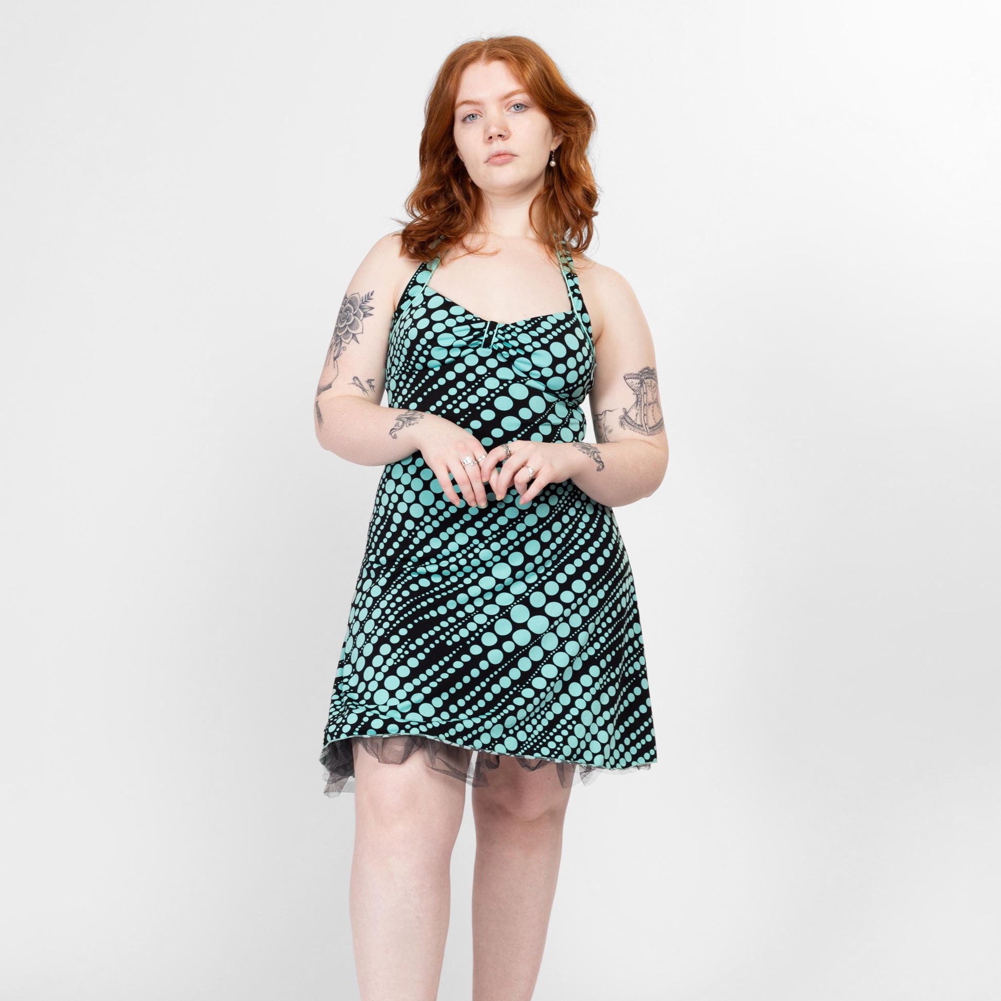Large 90s Pinup Polka Dot Halter Dress Large 90s Pinup Polka Dot Halter Dress