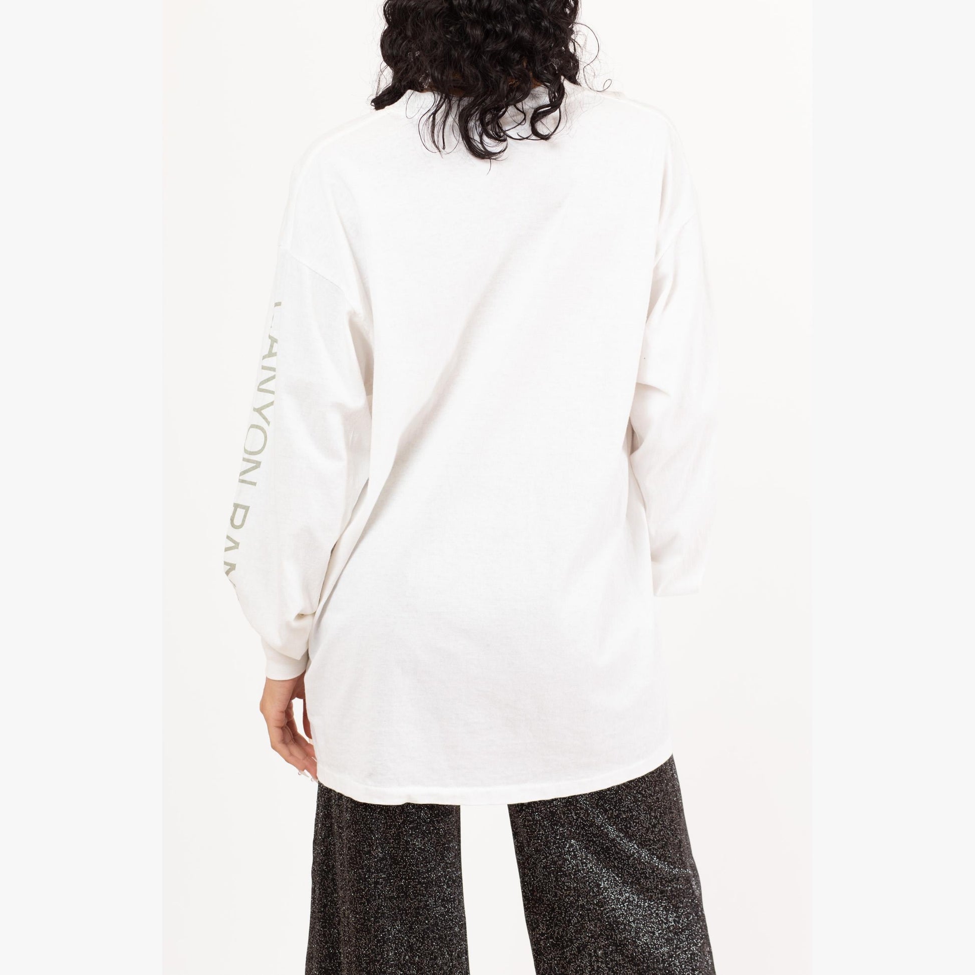 Vintage 90s Hiking Boot Long Sleeve T Shirt - Men's XL | White Shoe Graphic Cotton Crew Neck Tee