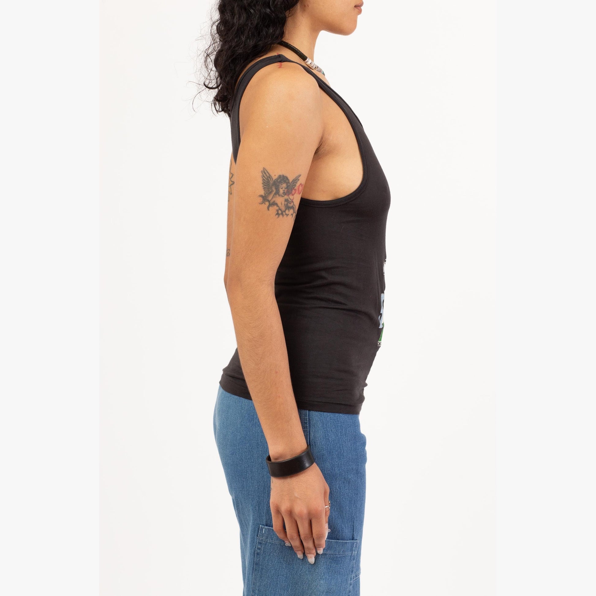 Vintage 80s Hobie Skater Tank Top - Extra Small | Black Cotton Skateboarding Graphic Tee