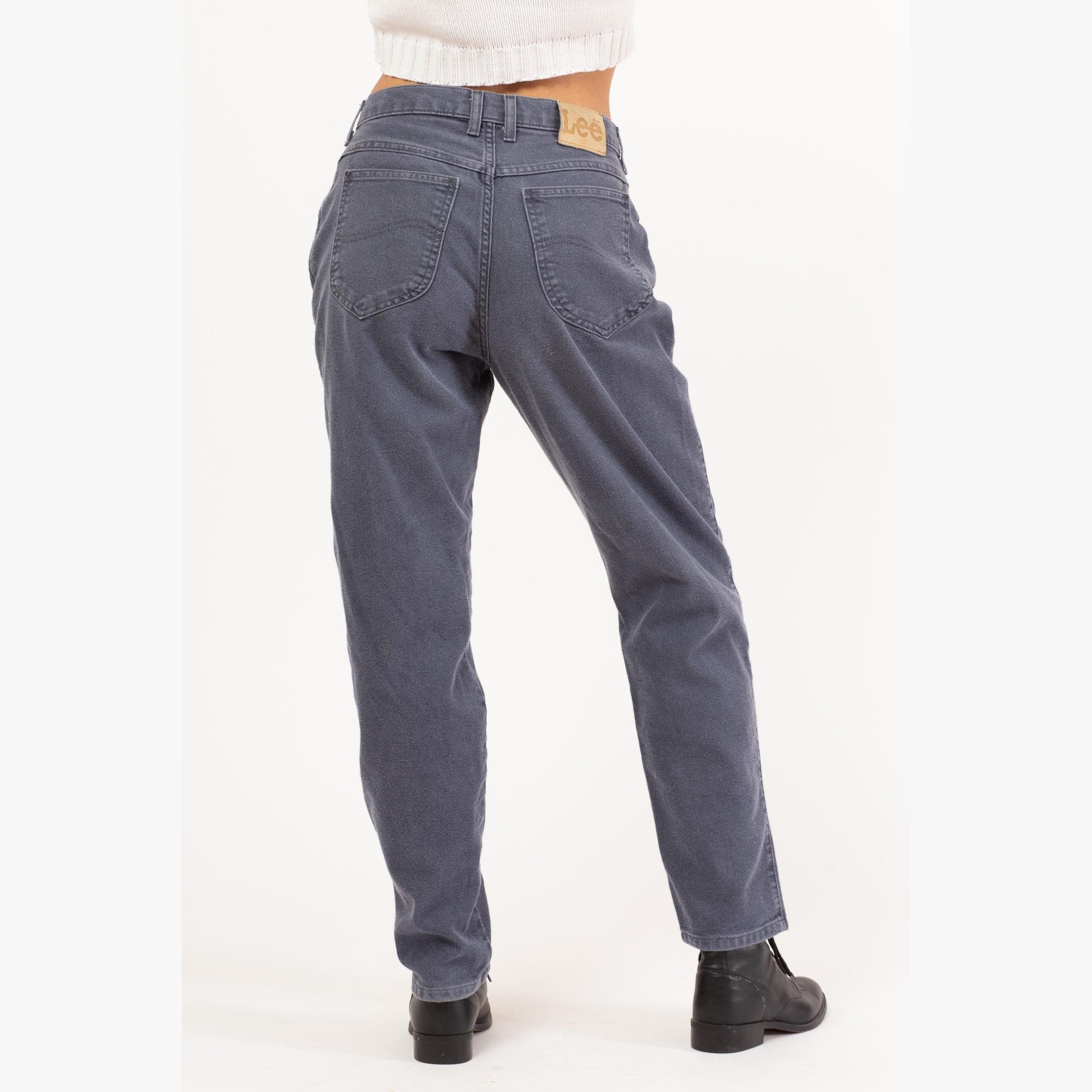 Vintage 90s Lee Soft Slate Blue High Waisted Jeans - Petite Medium, 27.5” Waist | Denim Tapered Leg Mom Jeans