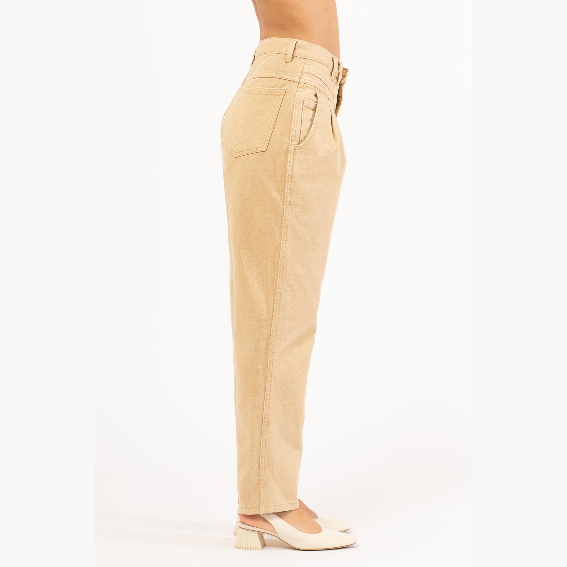 Vintage 80s Forenza High Waisted Tan Jeans - Medium, 27.5” Waist | Pleated Denim Tapered Leg Mom Jeans
