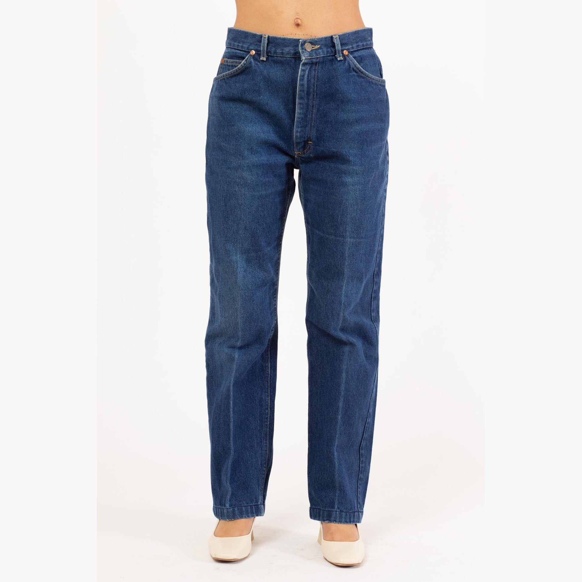 Vintage 80s Lee Riders High Waisted Jeans - Medium, 29" Waist | Dark Wash Tapered Leg Mom Jeans