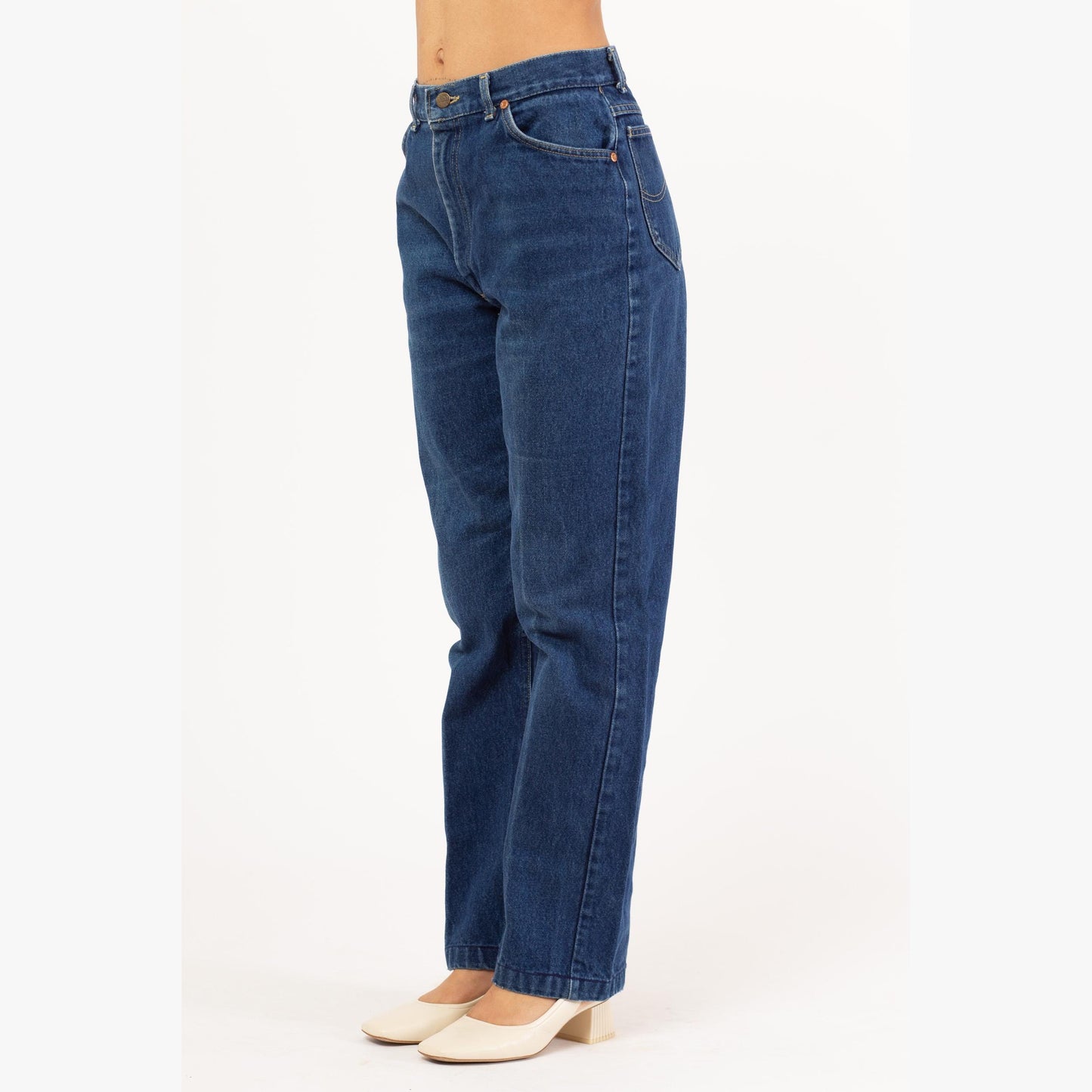 Vintage 80s Lee Riders High Waisted Jeans - Medium, 29" Waist | Dark Wash Tapered Leg Mom Jeans