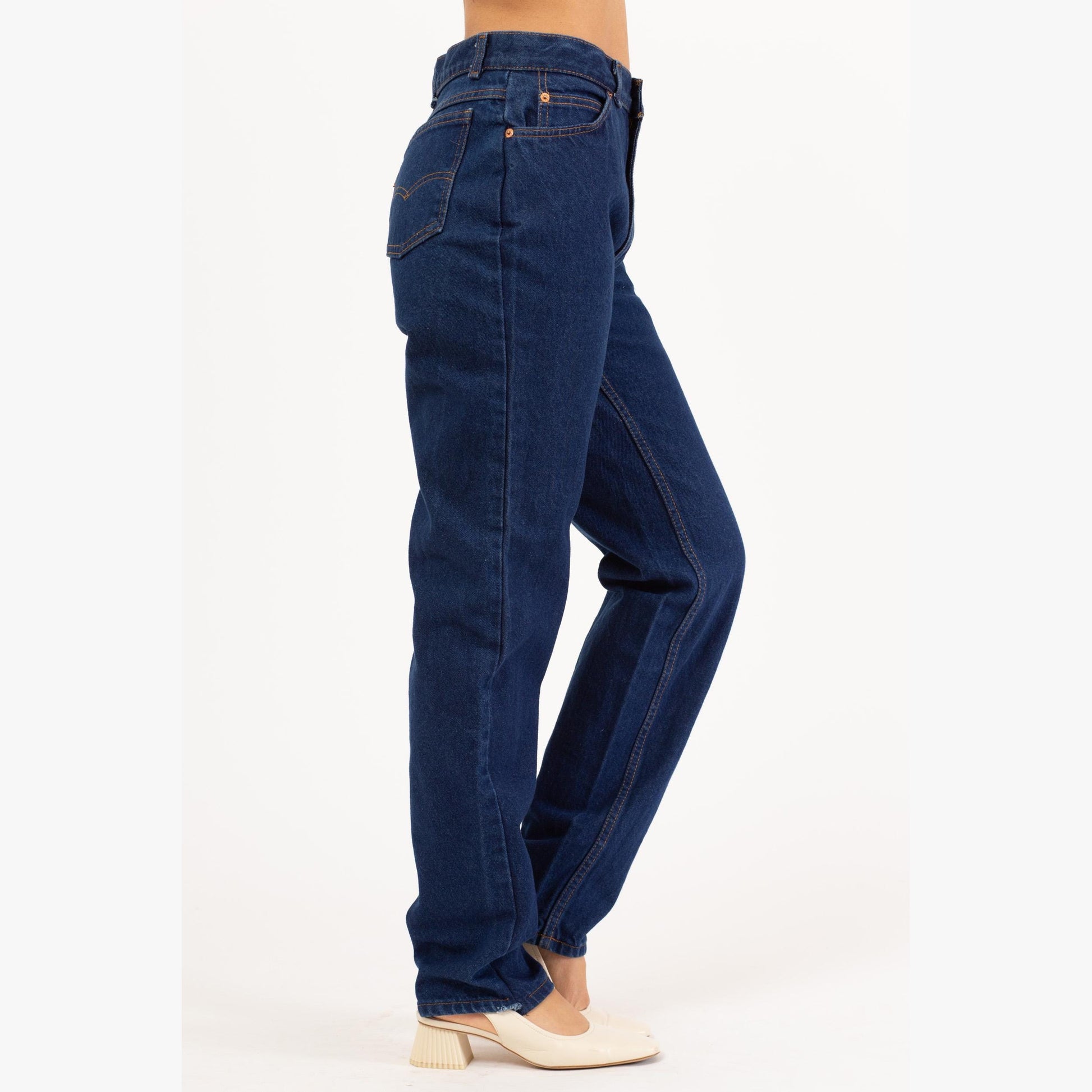 Vintage 80s Levi's Orange Tab High Waisted Jeans - Medium, 29” Waist | Dark Wash Tapered Leg Denim Long Inseam Mom Jeans