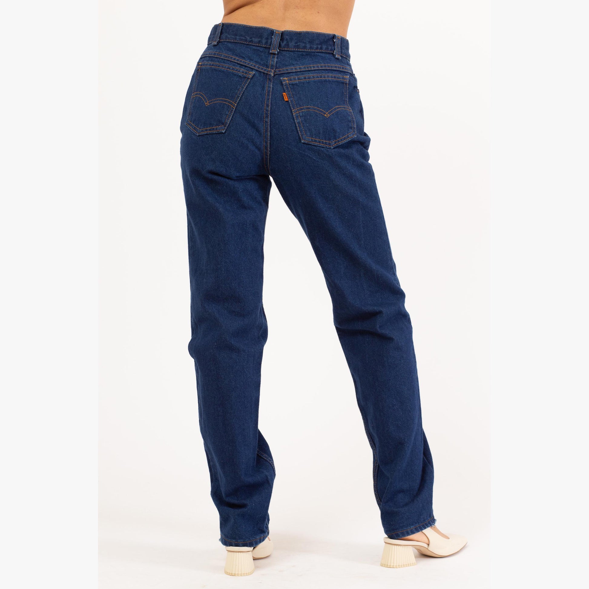 Vintage 80s Levi's Orange Tab High Waisted Jeans - Medium, 29” Waist | Dark Wash Tapered Leg Denim Long Inseam Mom Jeans