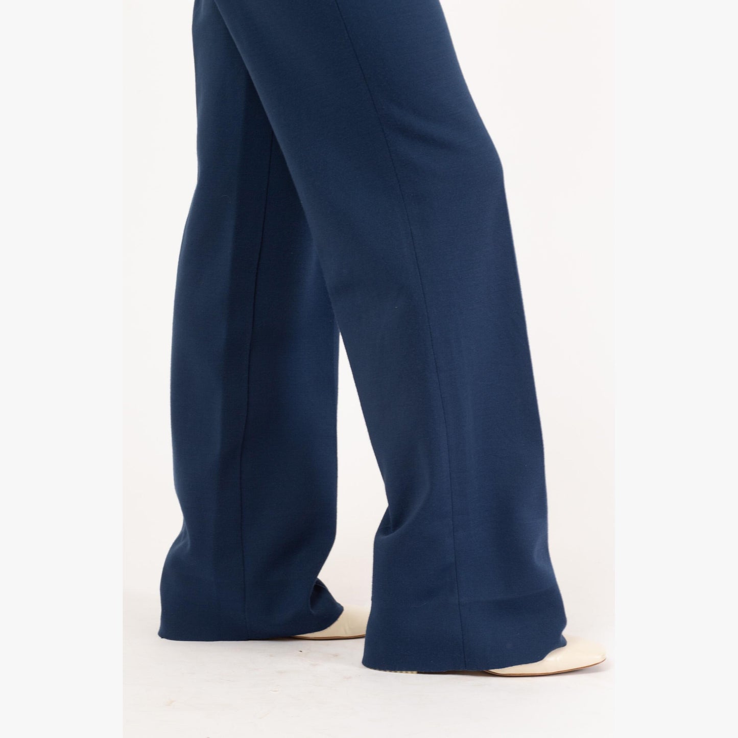 Vintage 70s Slate Blue High Waisted Trousers - Small to Medium, 26"-28" Waist | Retro Straight Leg Long Inseam Pants
