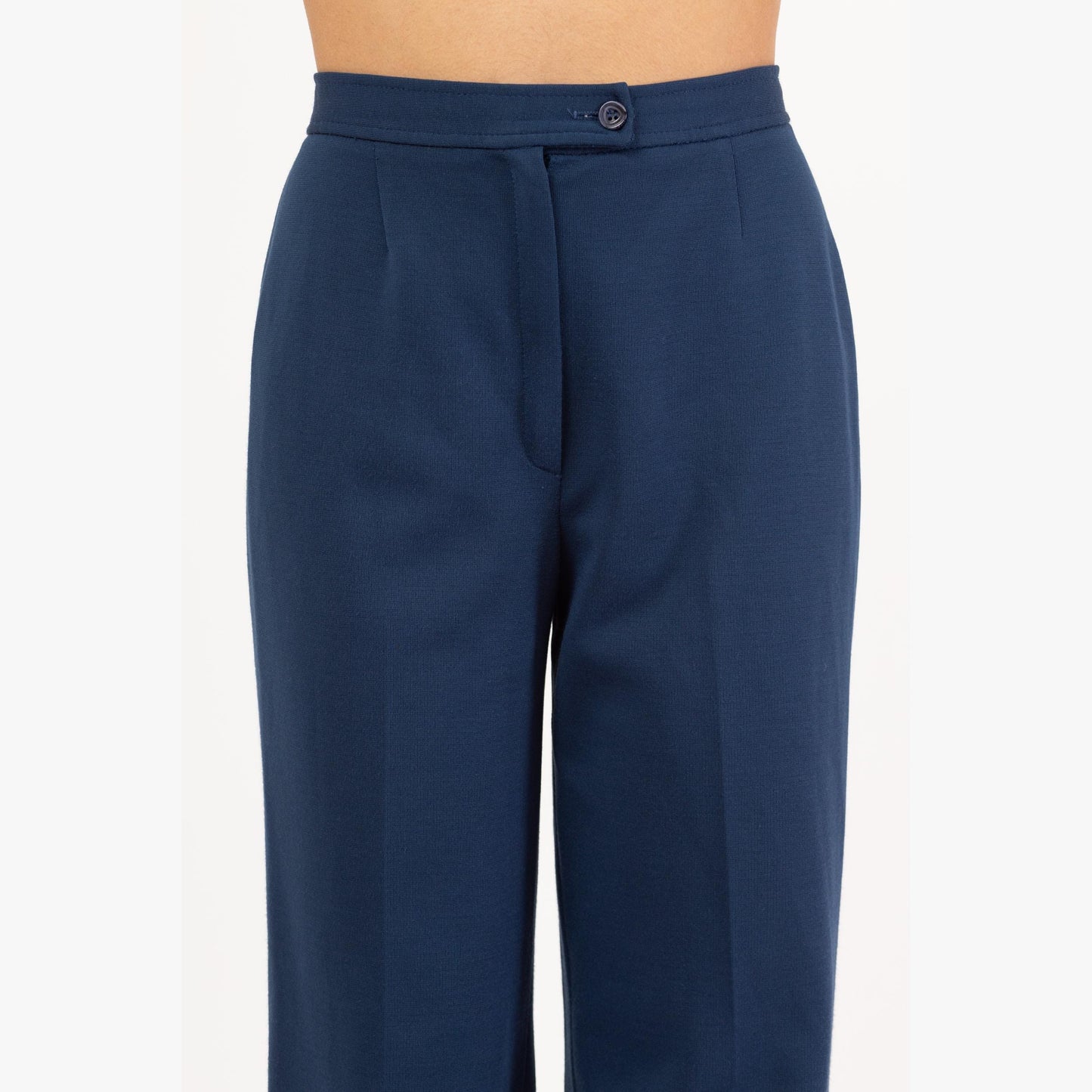 Vintage 70s Slate Blue High Waisted Trousers - Small to Medium, 26"-28" Waist | Retro Straight Leg Long Inseam Pants