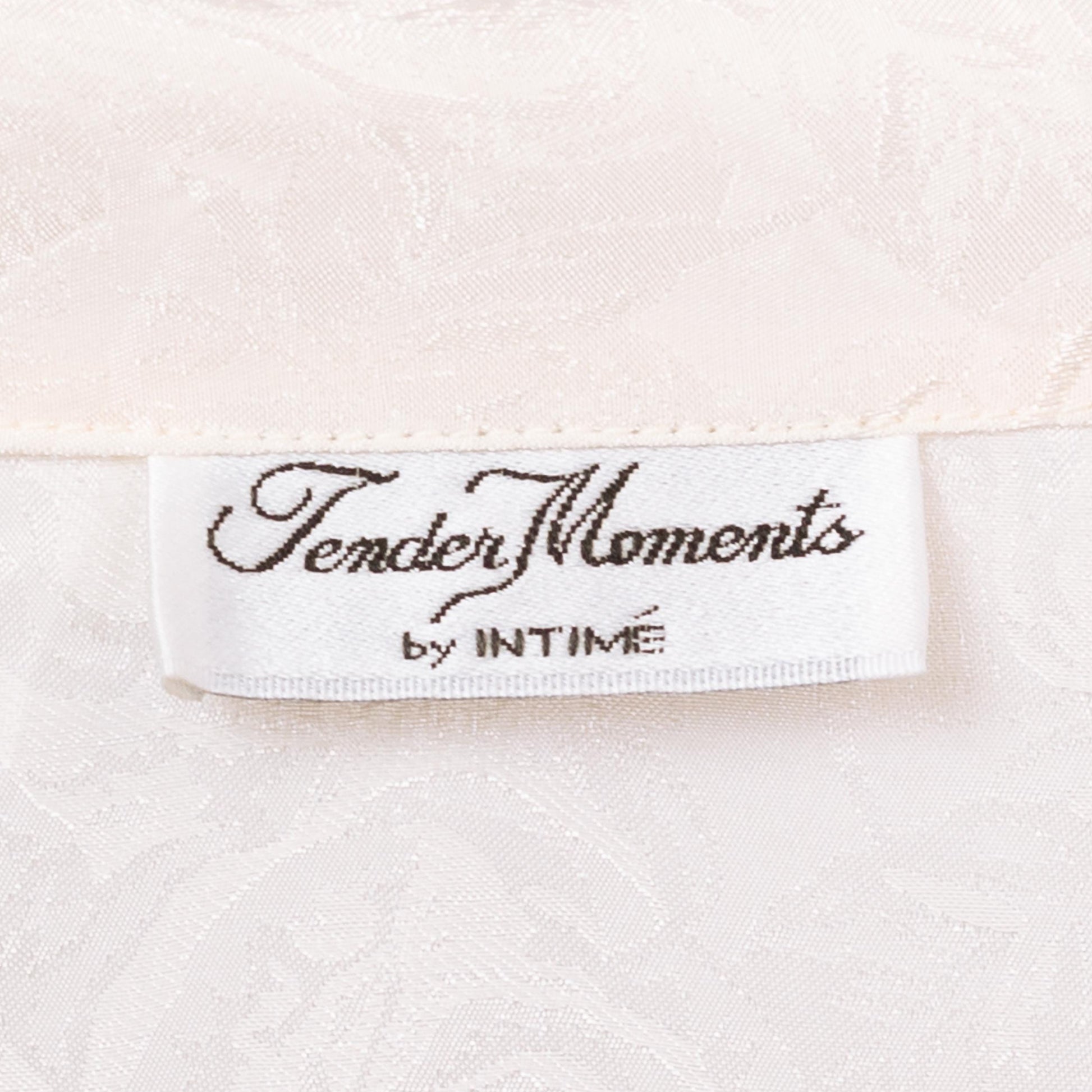Vintage 80s Ivory Floral Satin Loungewear Blouse - Large