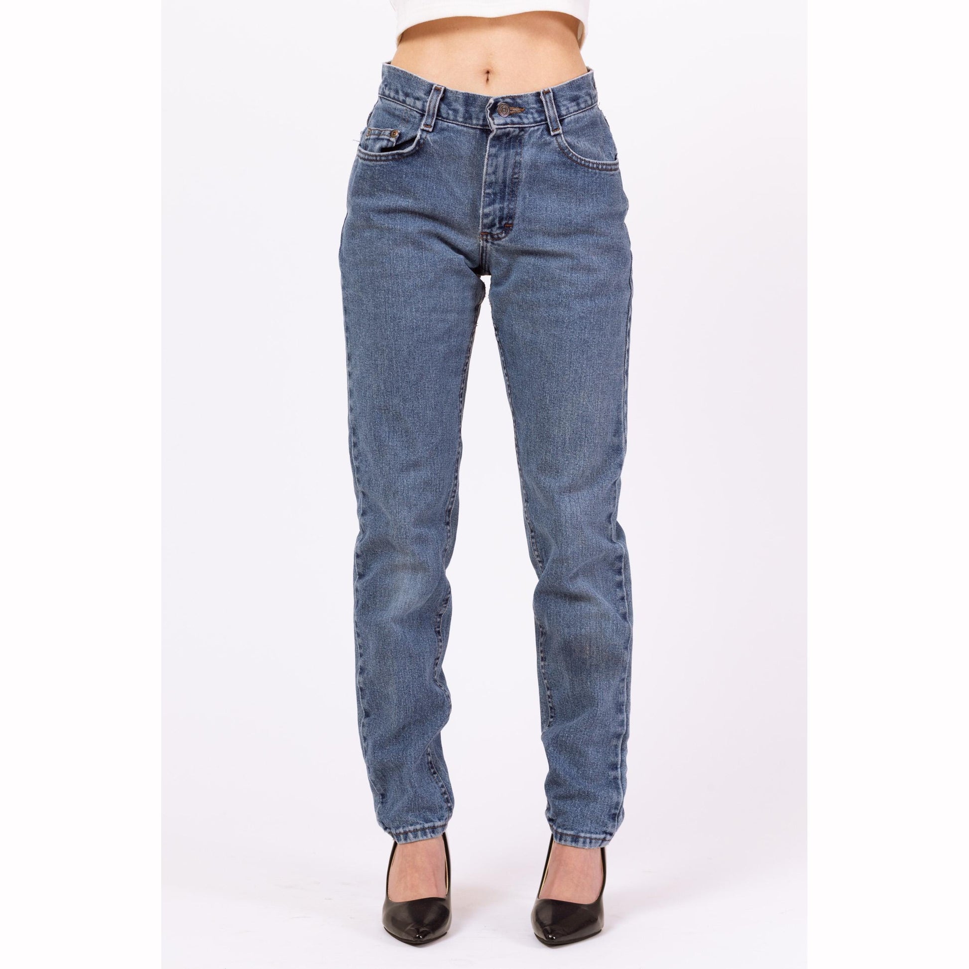 Vintage 90s Lee Mid Rise Stonewash Jeans - Extra Small | Grunge Relaxed Fit Denim Mom Jeans