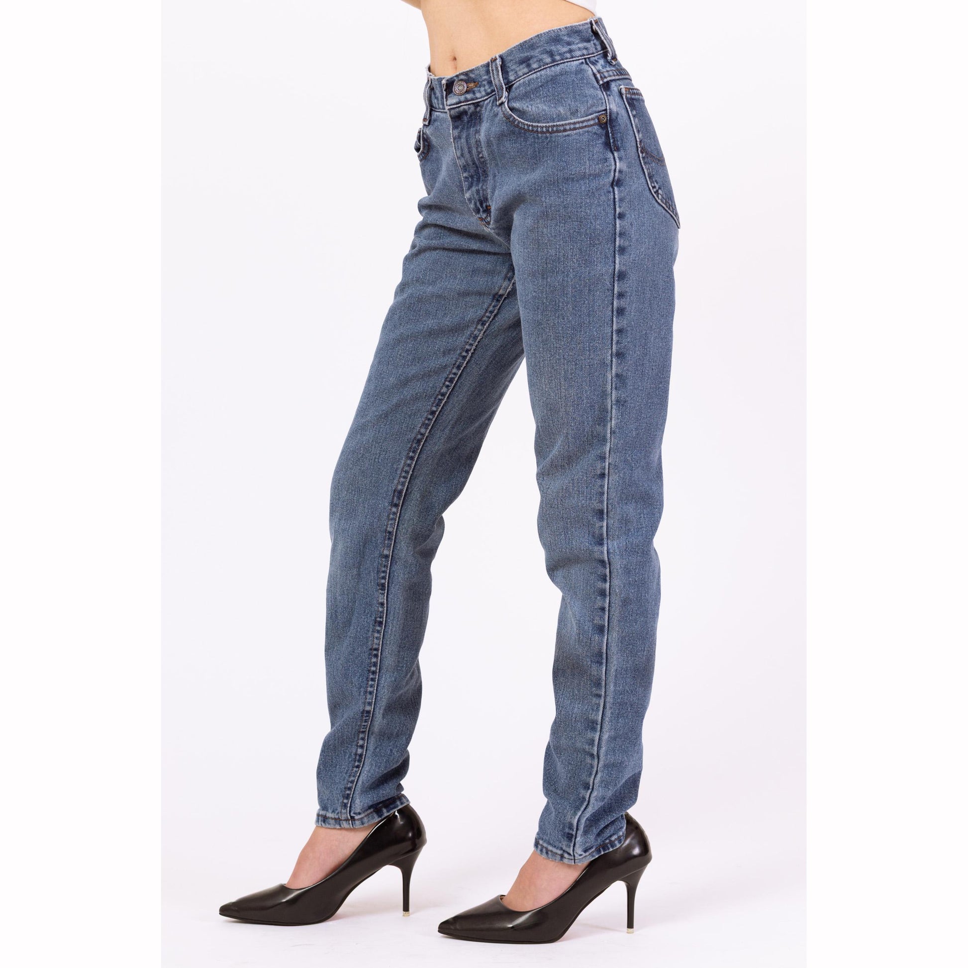 Vintage 90s Lee Mid Rise Stonewash Jeans - Extra Small | Grunge Relaxed Fit Denim Mom Jeans