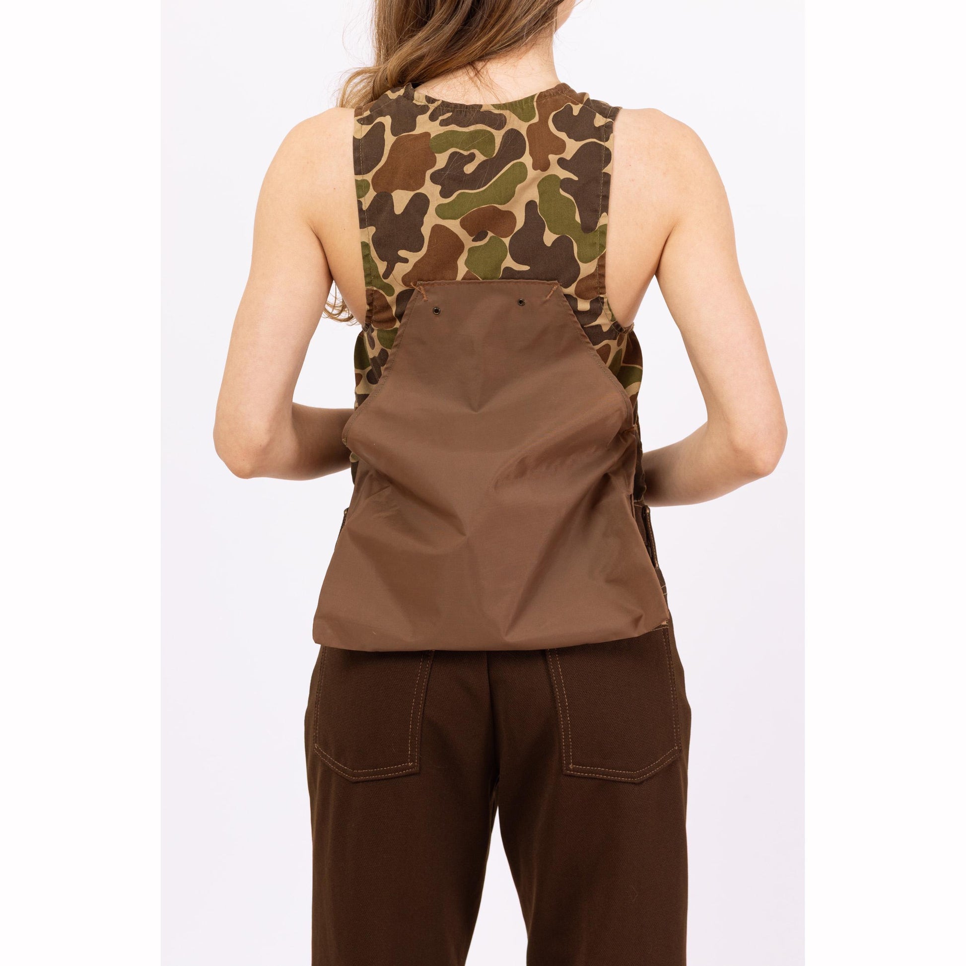 Vintage 80s Duxbak Camo Print Hunting Vest - XXS to XS | Camouflage Canvas Cropped Outdoor Gear